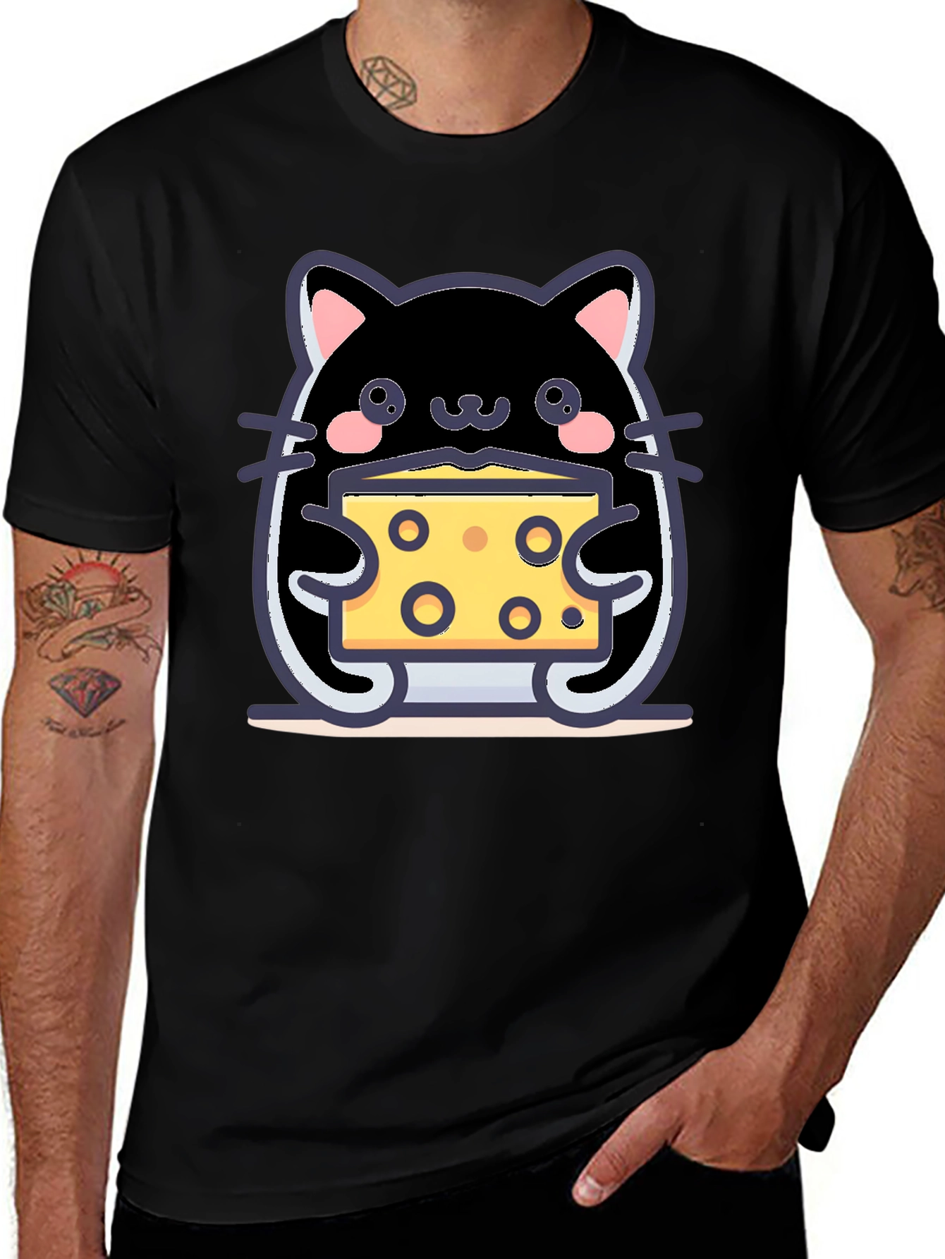 Cute Kawaii Cat Cheese Lover T-Shirt