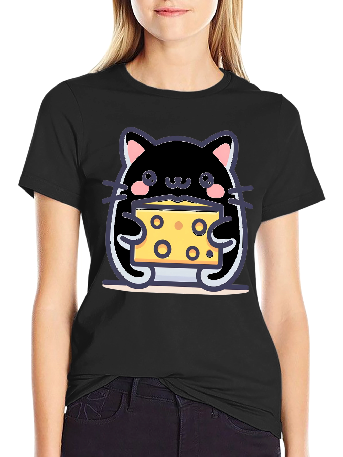Cute Kawaii Cat Cheese Lover T-Shirt