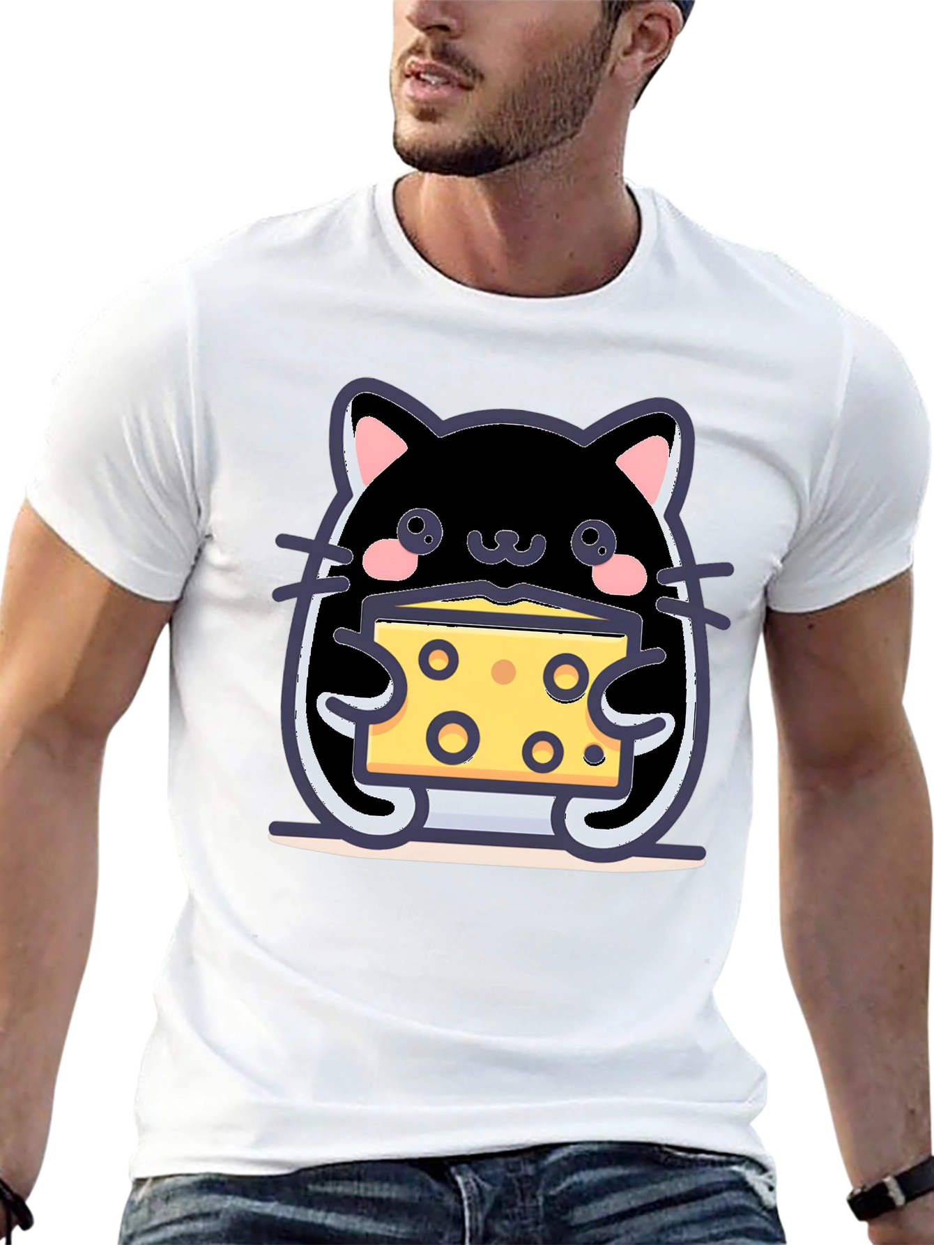 Cute Kawaii Cat Cheese Lover T-Shirt