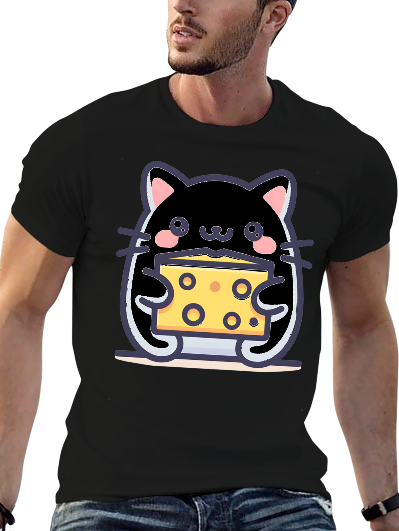 Cute Kawaii Cat Cheese Lover T-Shirt