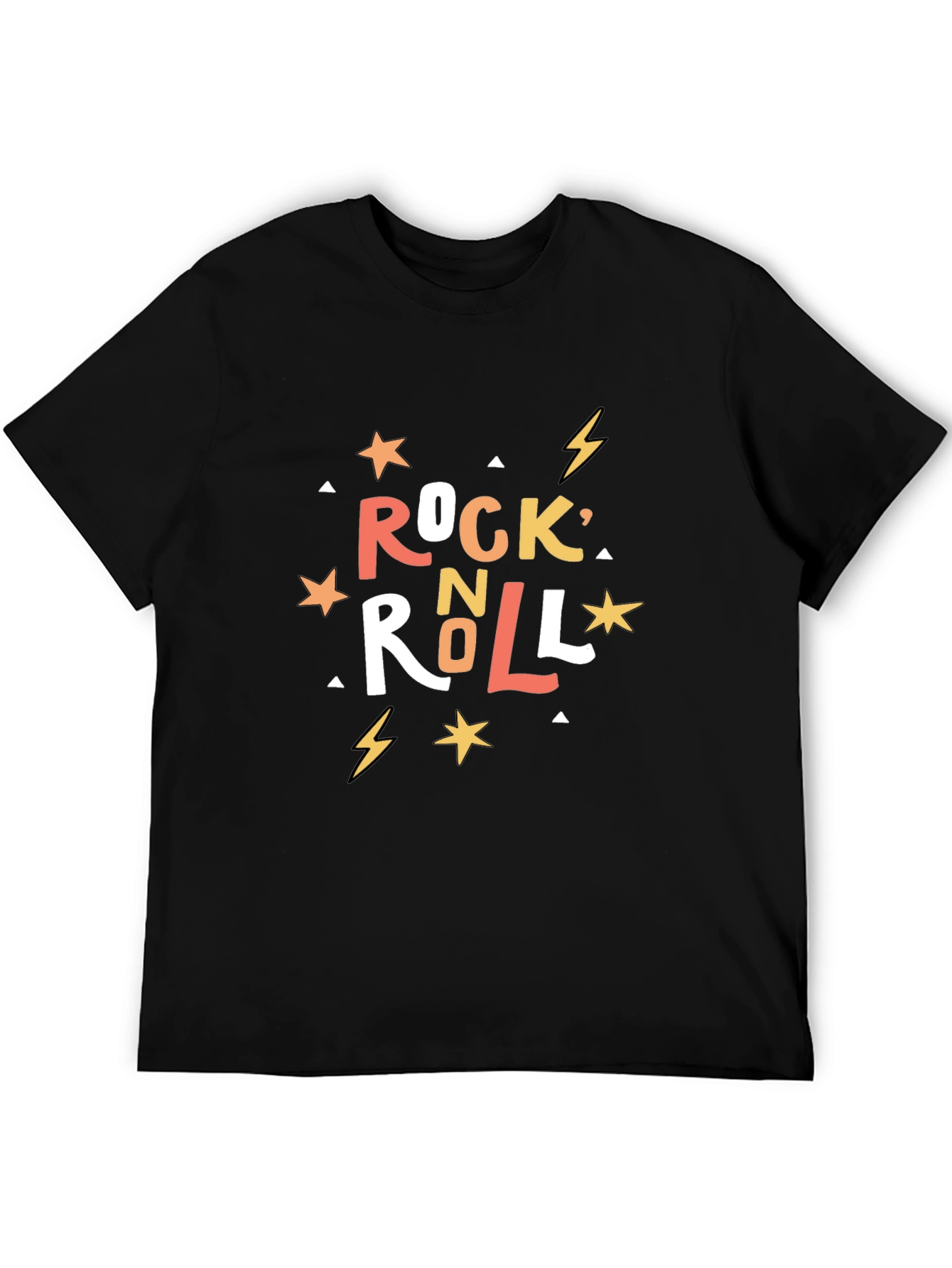 Rock N Roll Graphic Print Black T-Shirt
