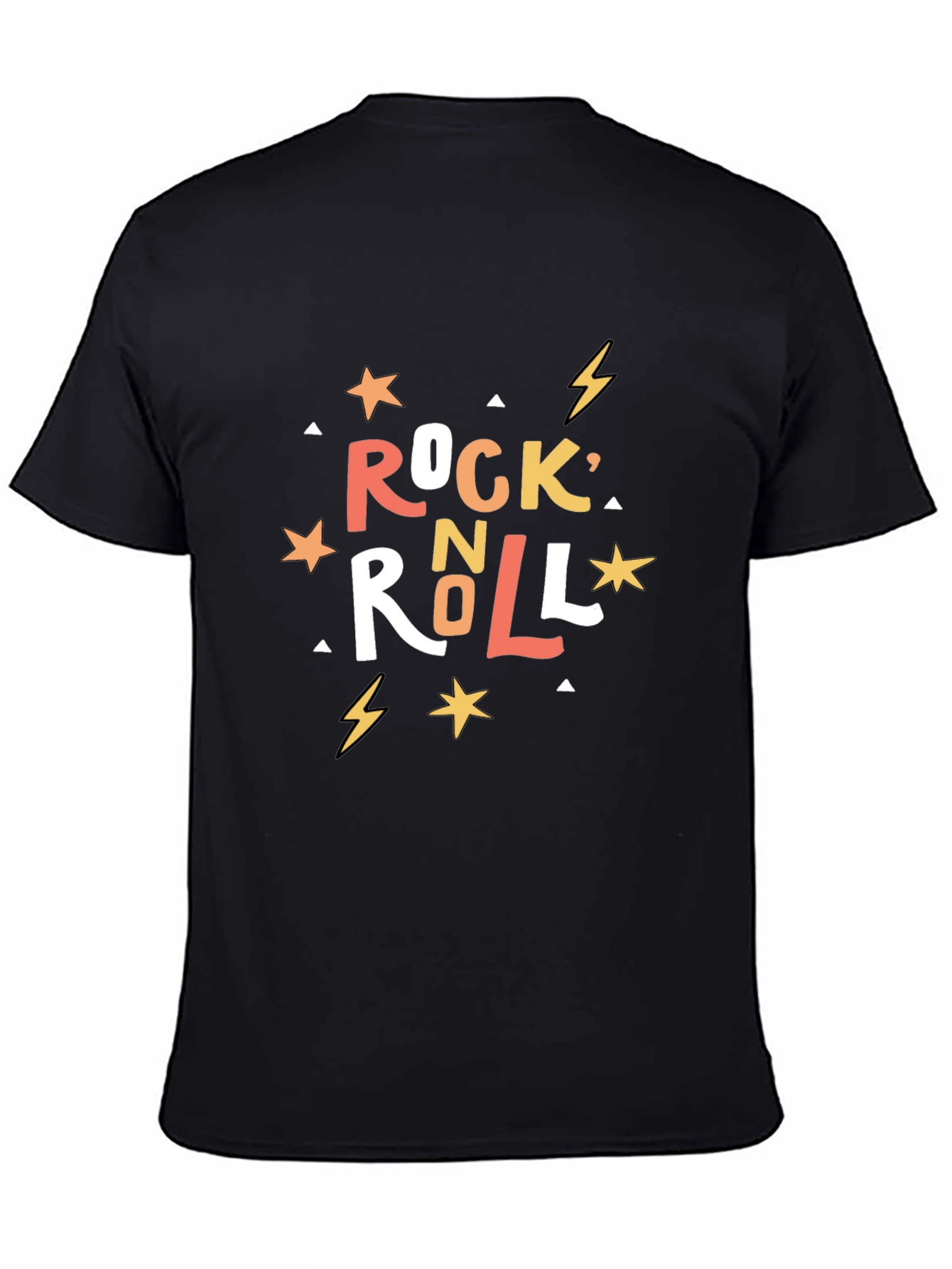 Rock N Roll Graphic Print Black T-Shirt