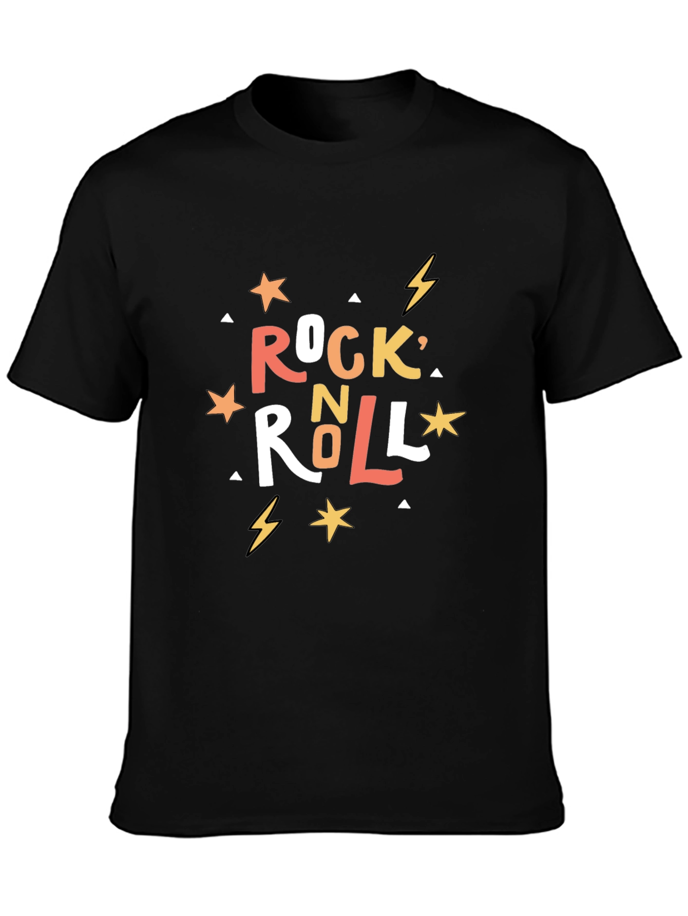 Rock N Roll Graphic Print Black T-Shirt