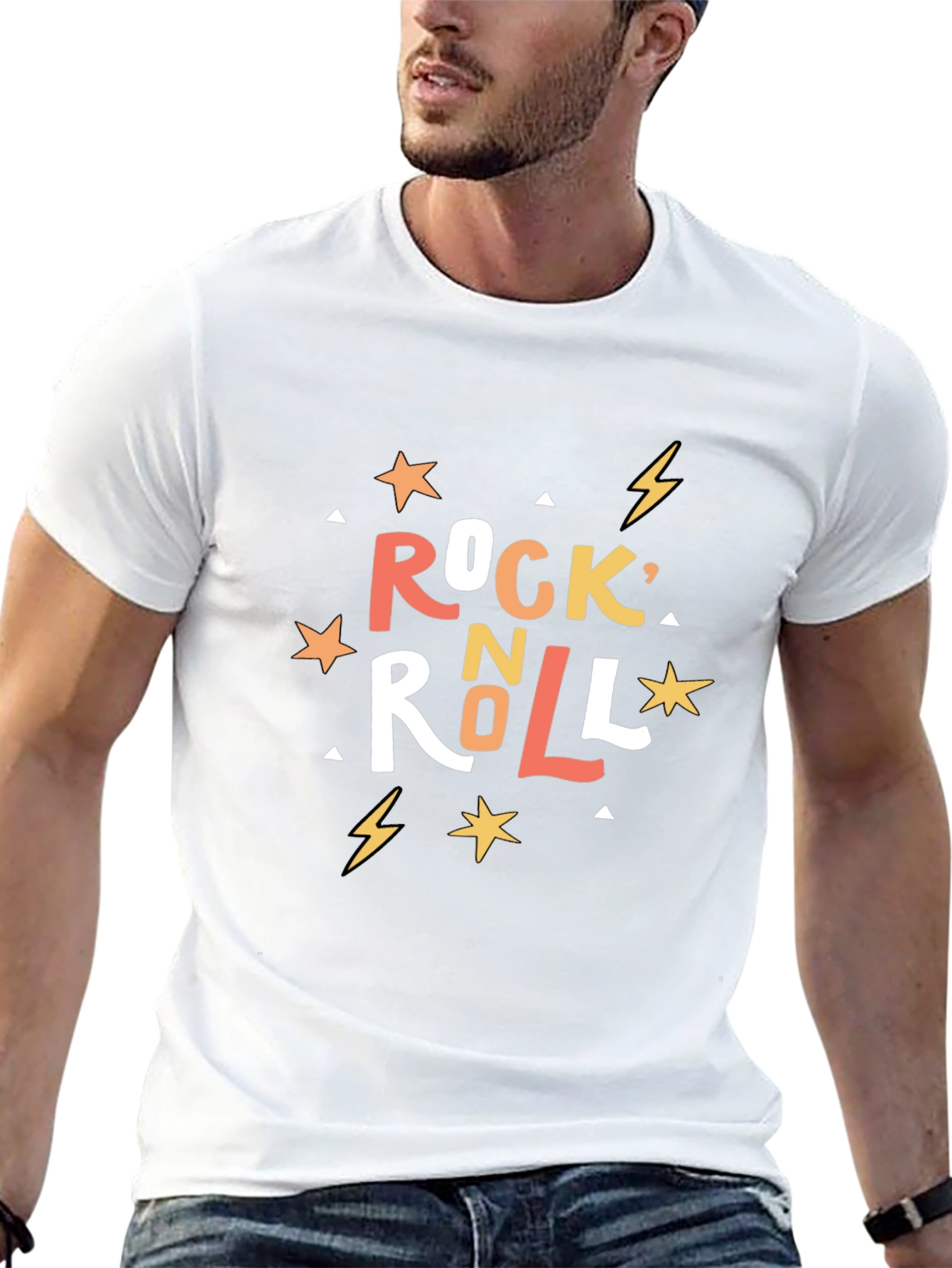 Rock N Roll Graphic Print Black T-Shirt
