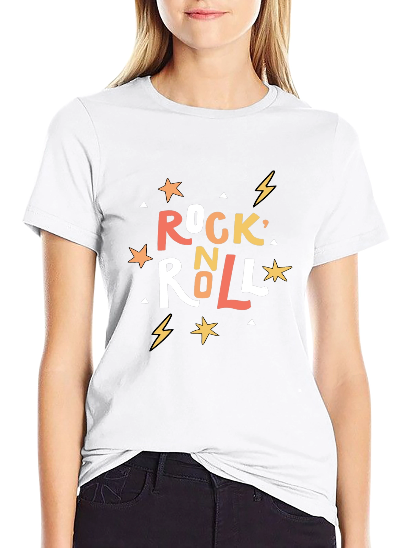 Rock N Roll Graphic Print Black T-Shirt