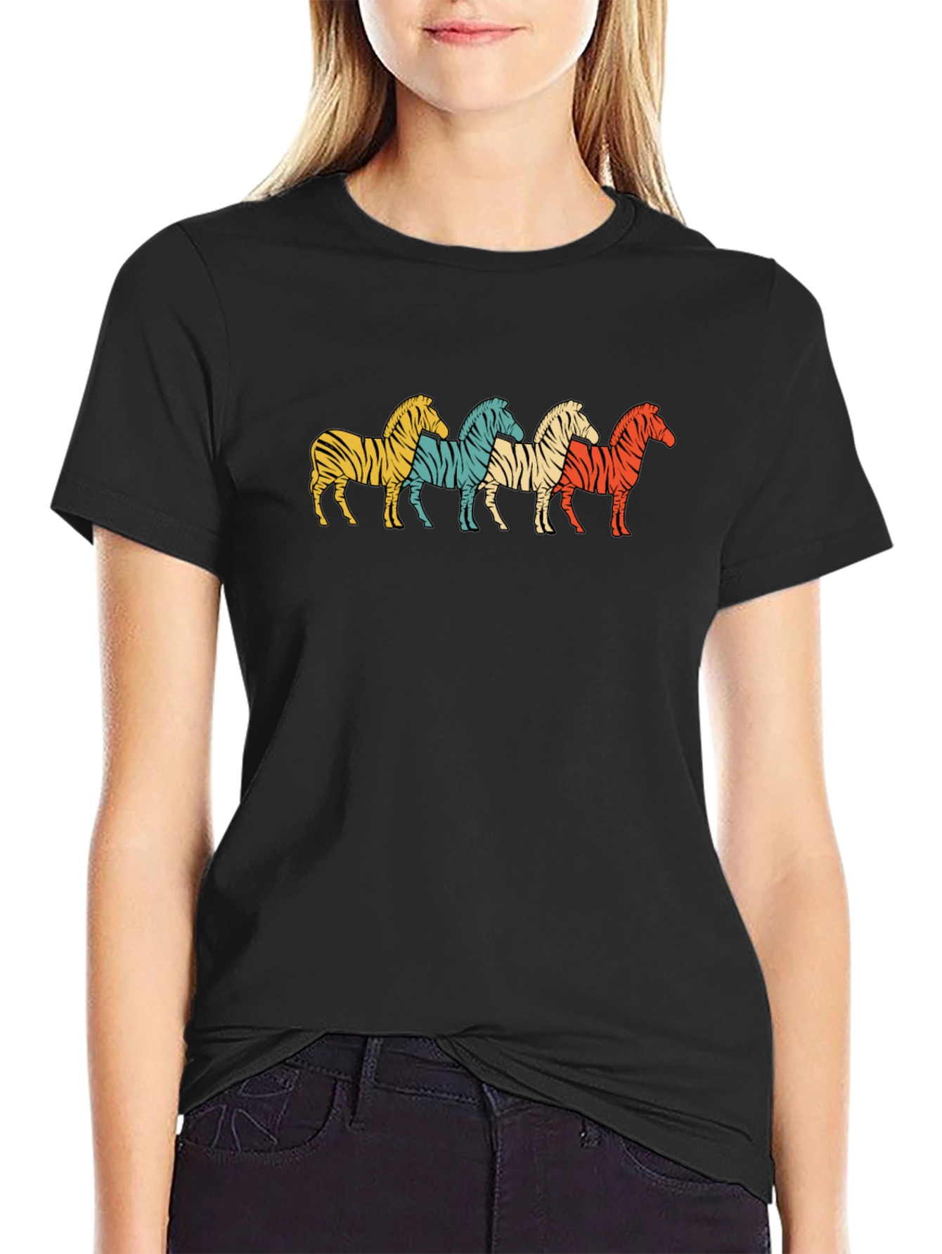 Retro Zebra Stripes Graphic T-Shirt