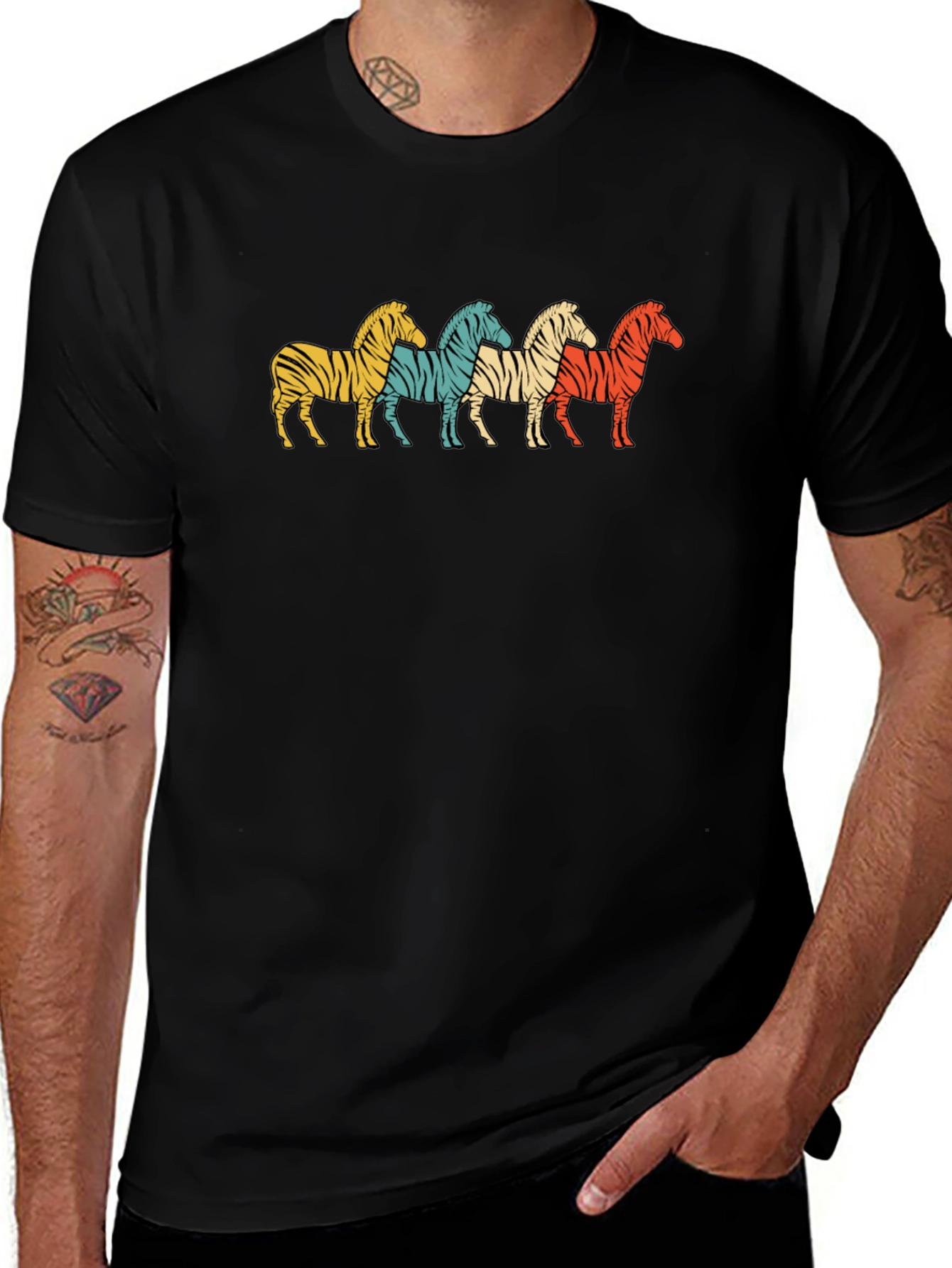 Retro Zebra Stripes Graphic T-Shirt