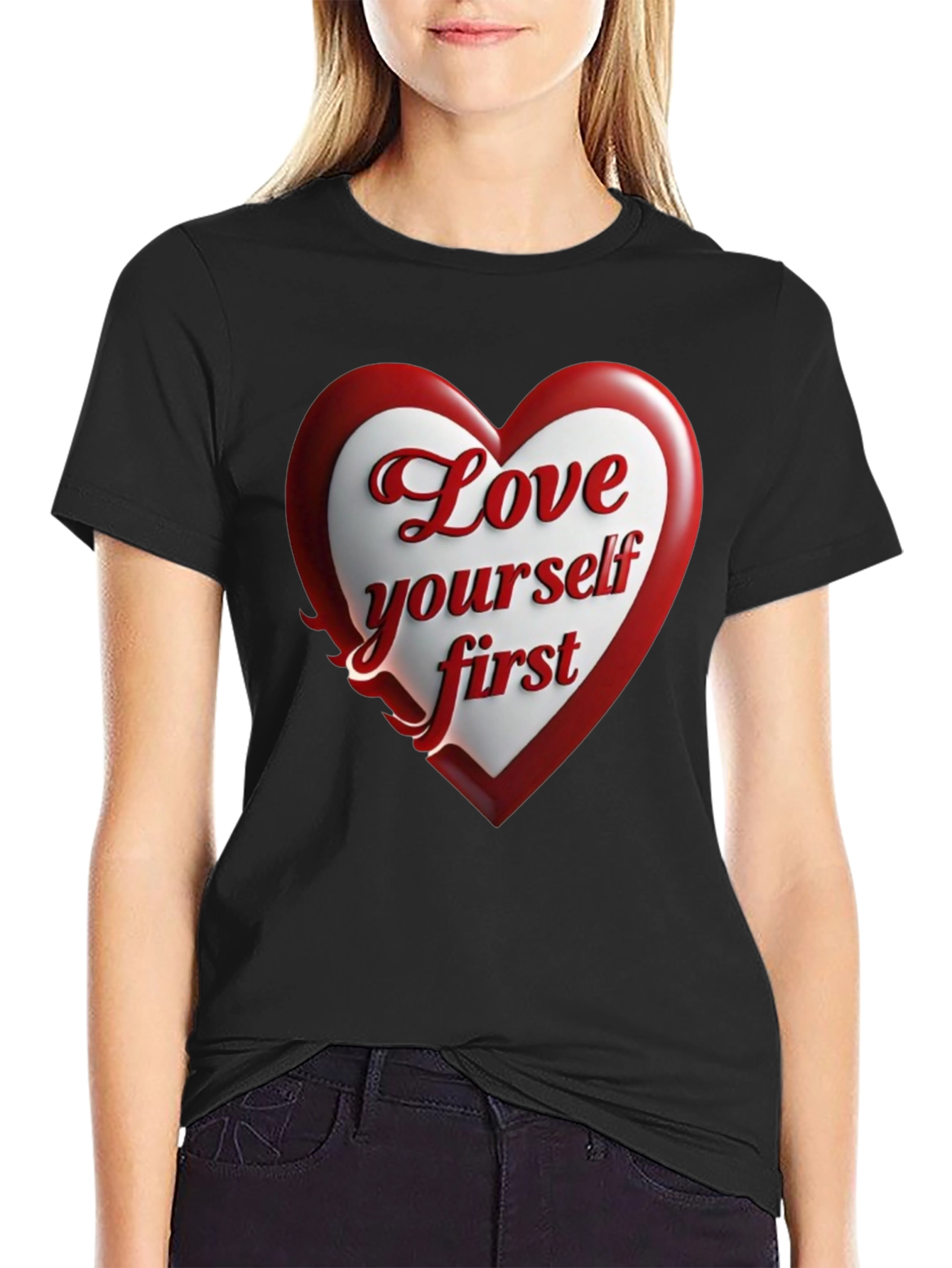 Love Yourself First Black Graphic Tee