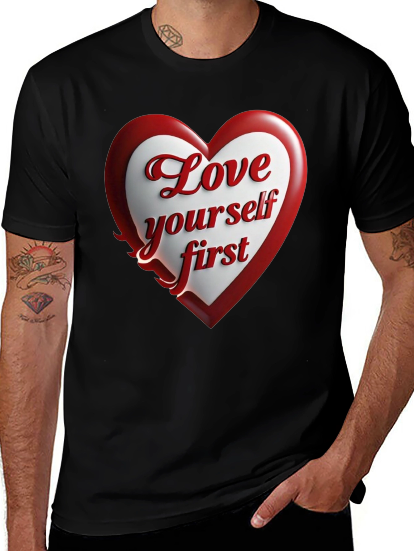 Love Yourself First Black Graphic Tee