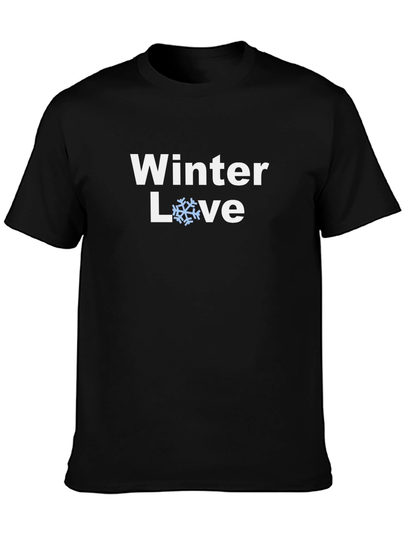 Winter Love Snowflake Graphic T-Shirt - Black