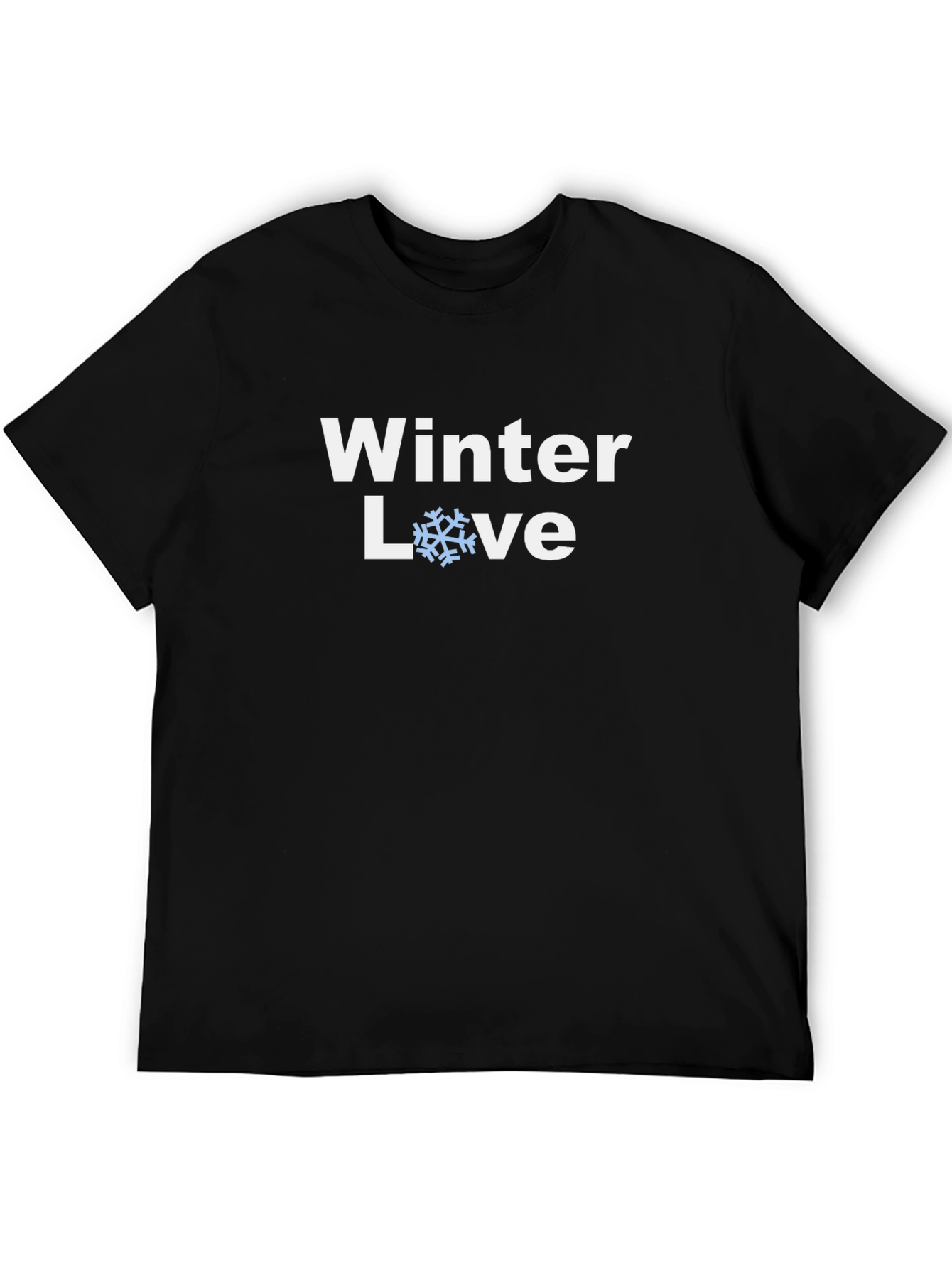 Winter Love Snowflake Graphic T-Shirt - Black