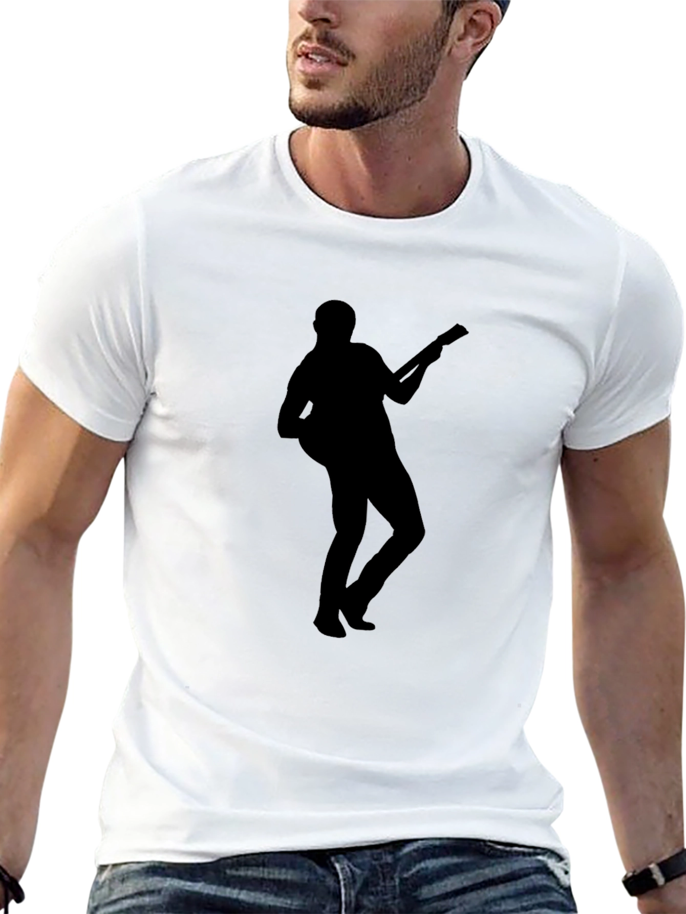 Silhouette Guitar Player Black T-Shirt