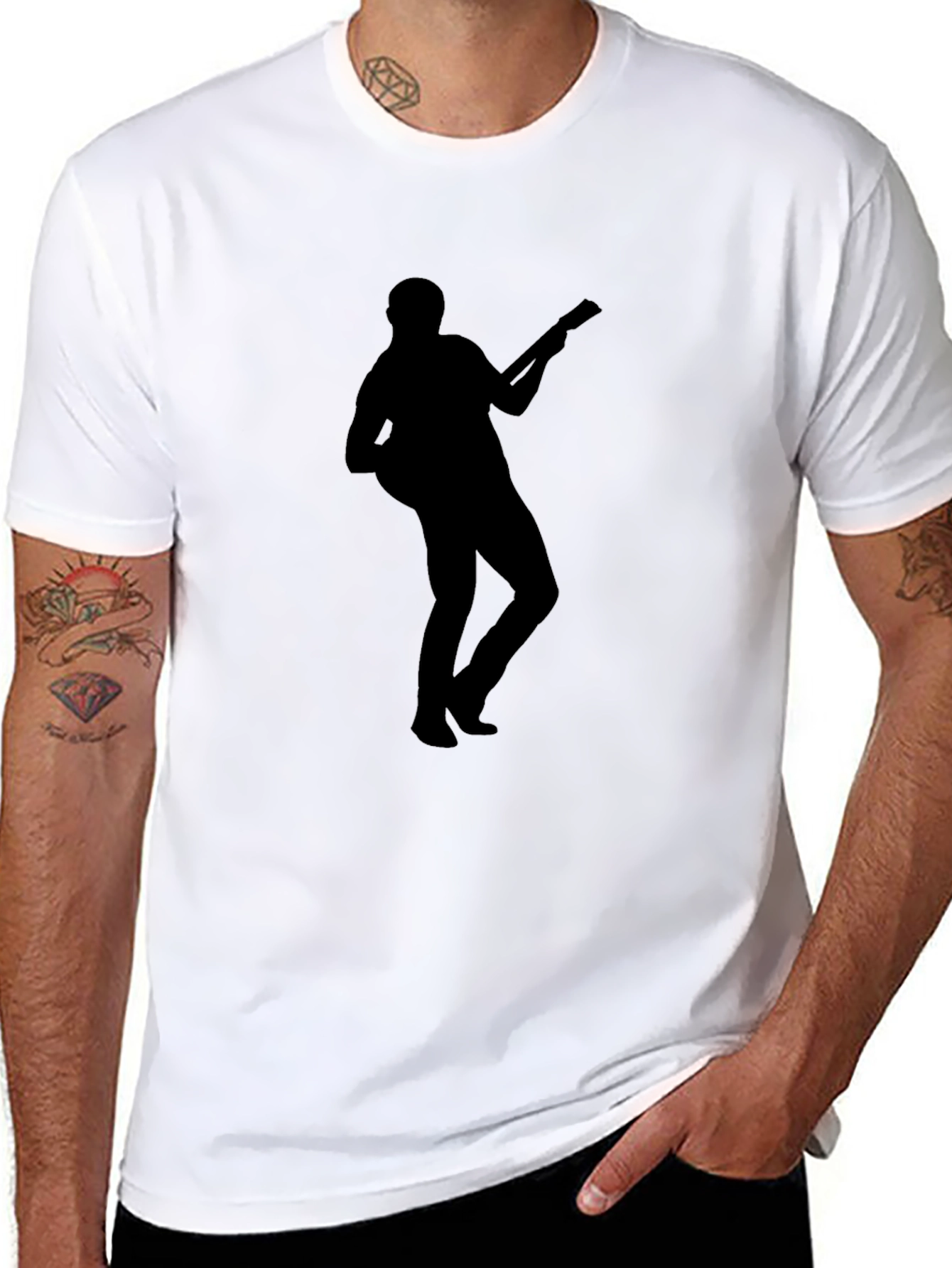 Silhouette Guitar Player Black T-Shirt