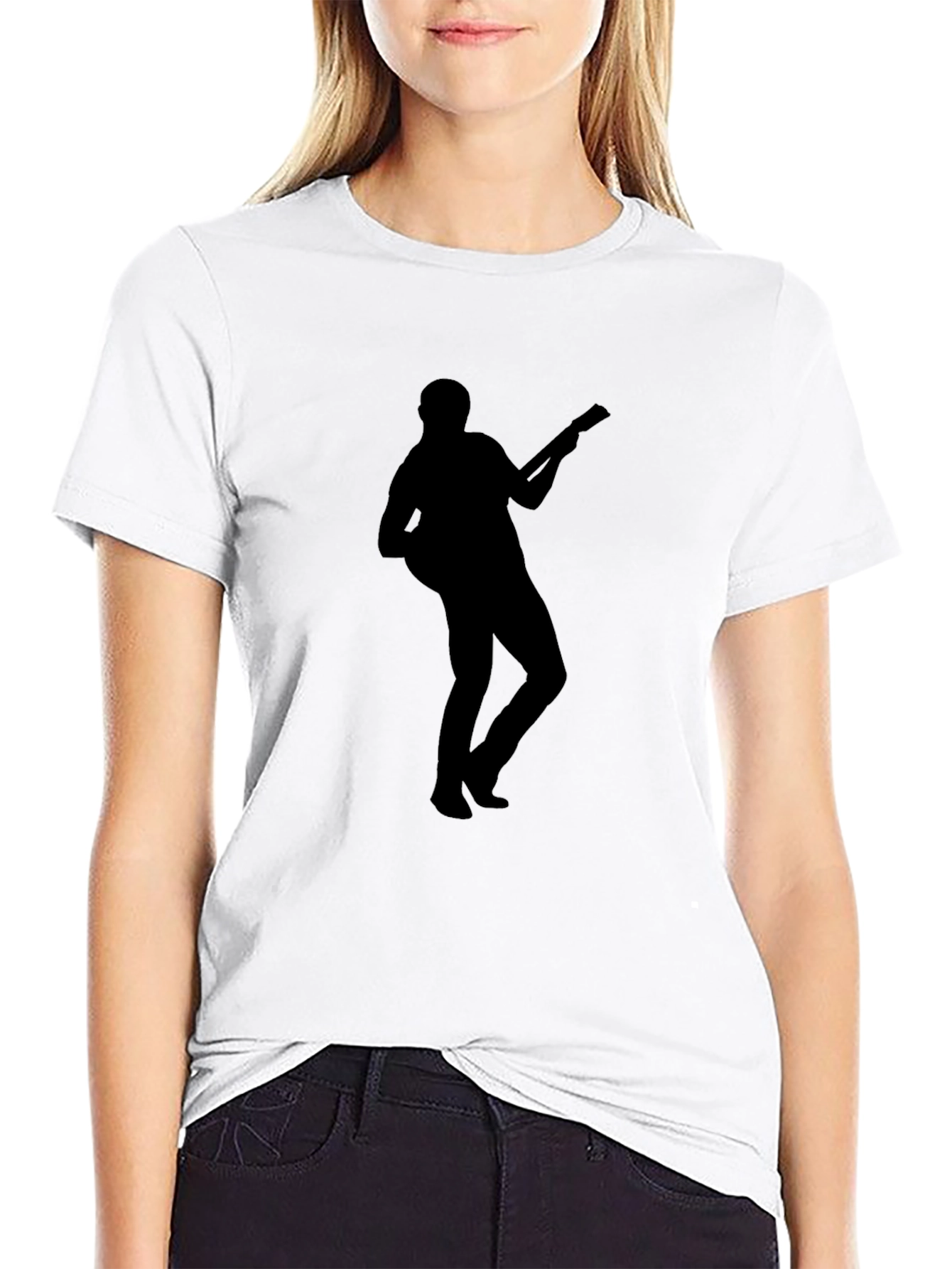 Silhouette Guitar Player Black T-Shirt