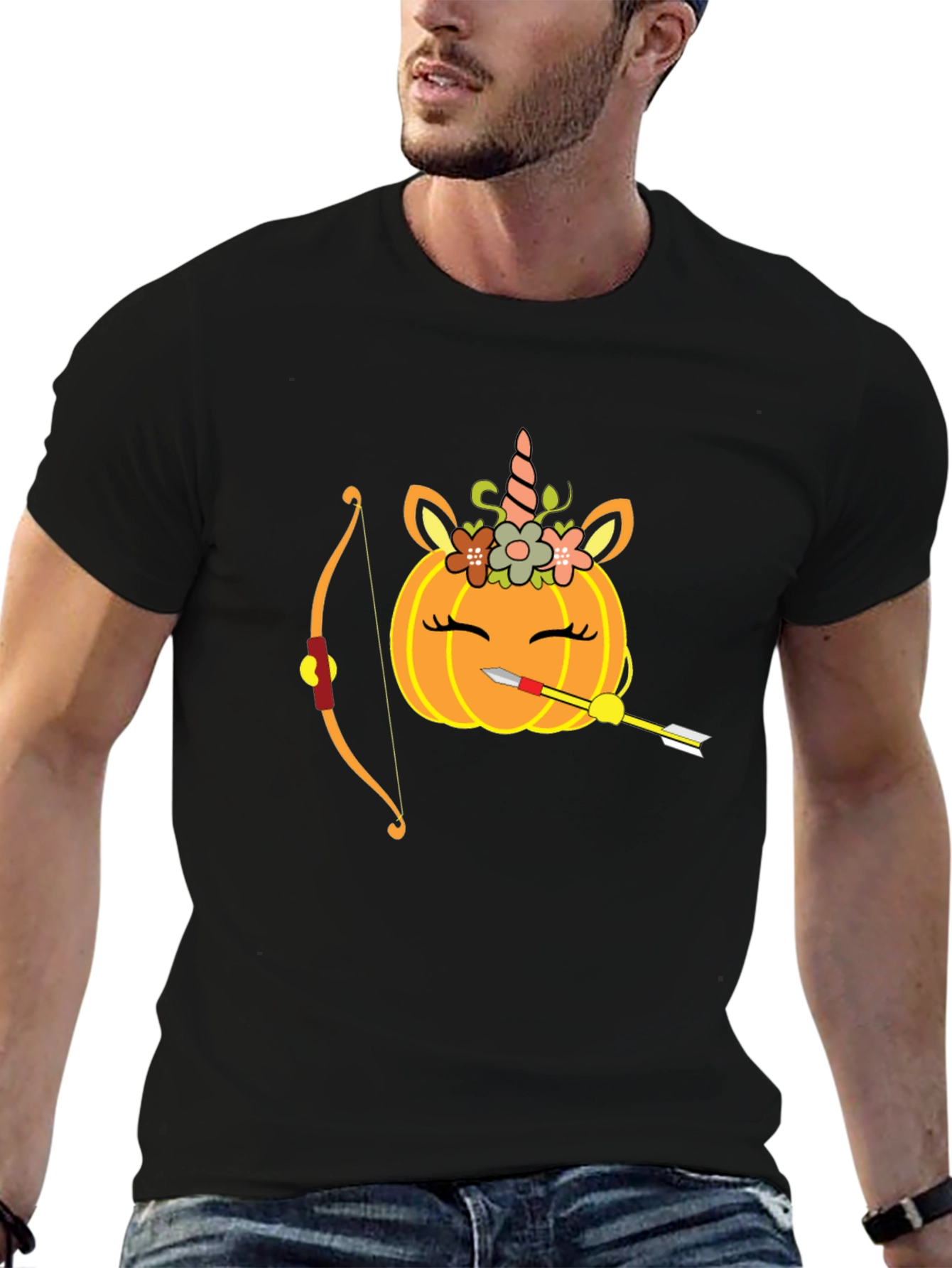 Unicorn Pumpkin Bow Arrow T-Shirt