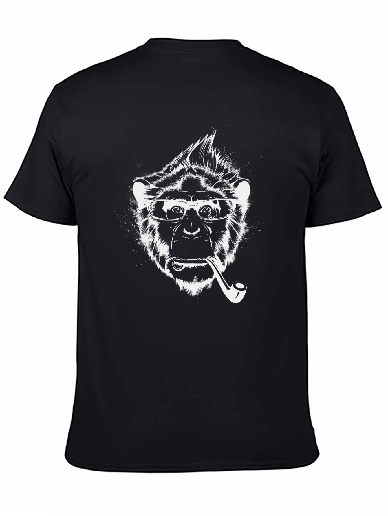 Stylish Monkey Graphic Tee - Black Cotton Blend