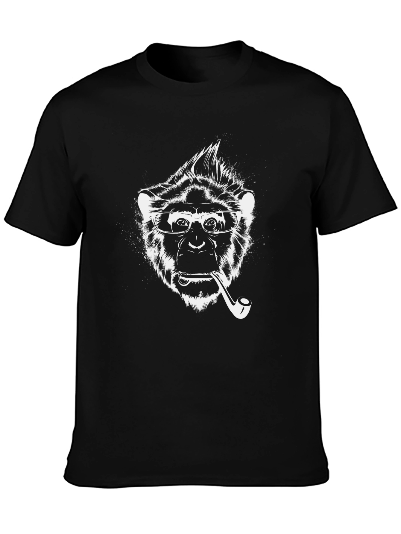 Stylish Monkey Graphic Tee - Black Cotton Blend