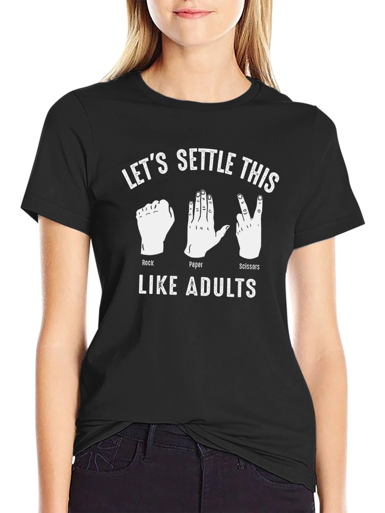 Rock Paper Scissors Adulting Black T-Shirt