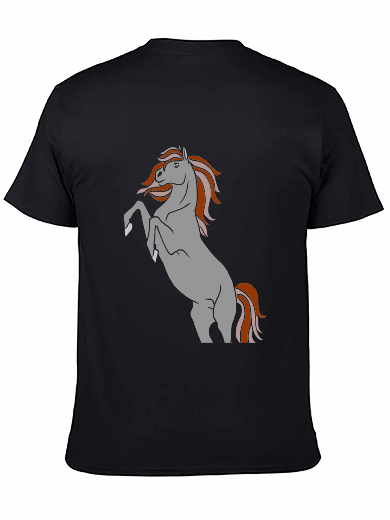 Black T-Shirt with Horse Graphic