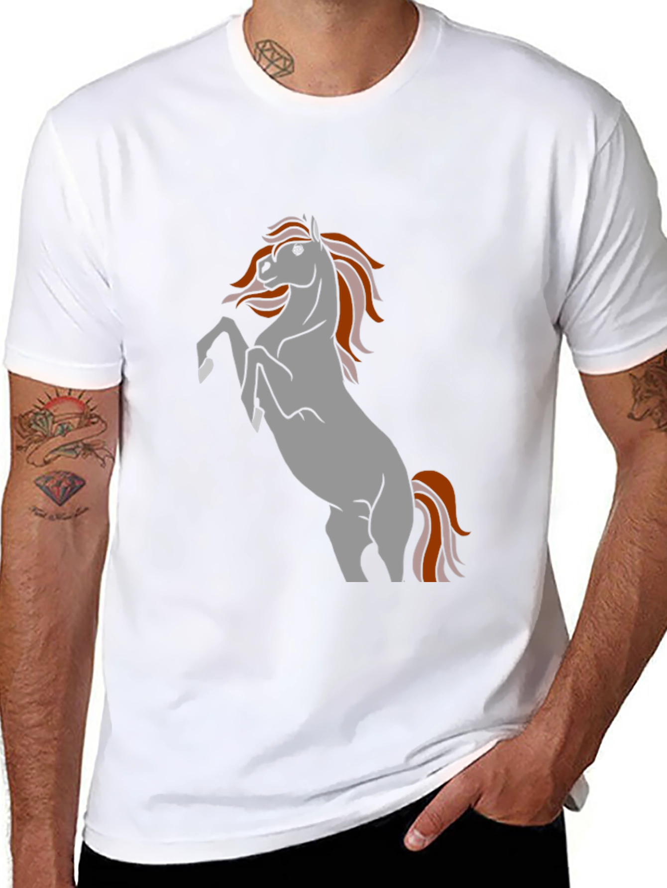 Black T-Shirt with Horse Graphic