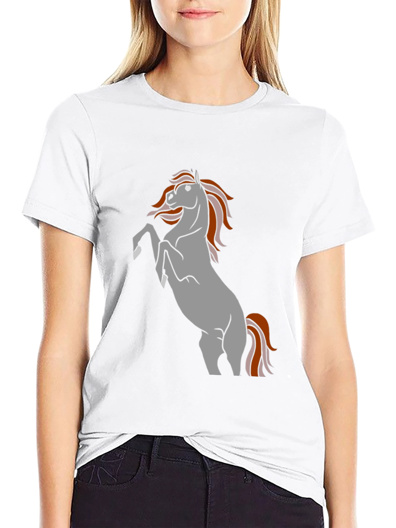 Black T-Shirt with Horse Graphic