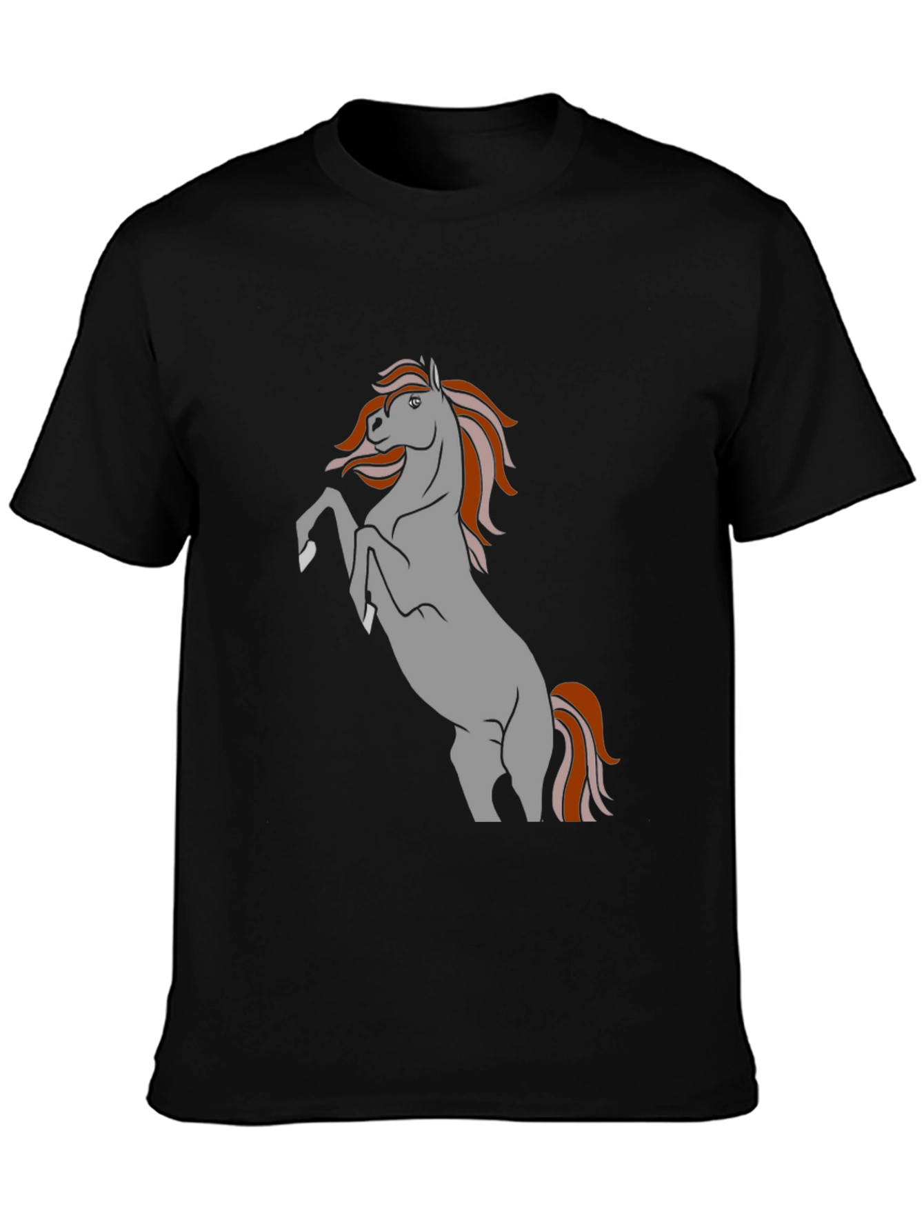 Black T-Shirt with Horse Graphic