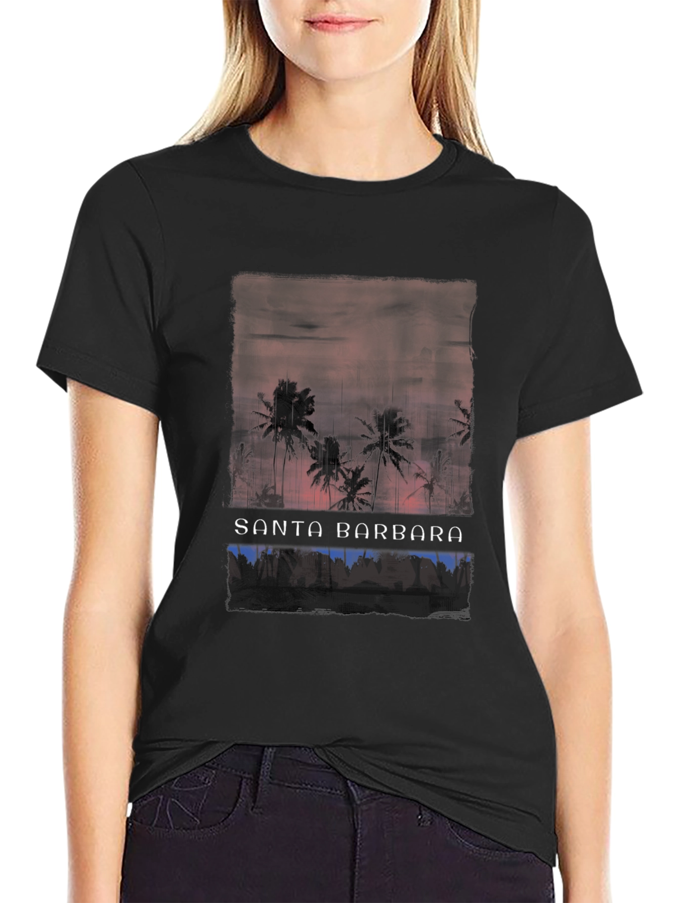 Santa Barbara Palm Tee - Retro Beach Vibes