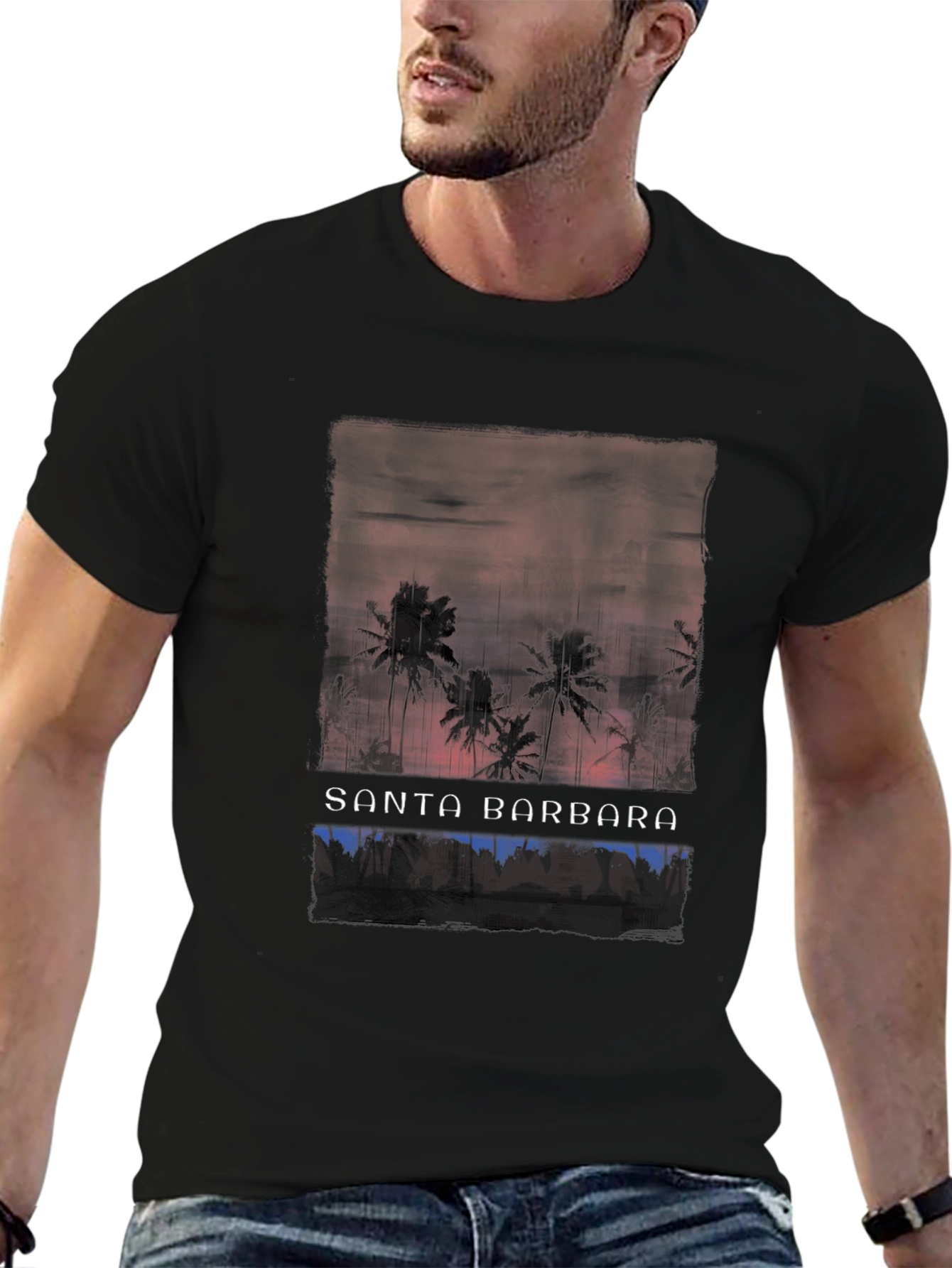 Santa Barbara Palm Tee - Retro Beach Vibes