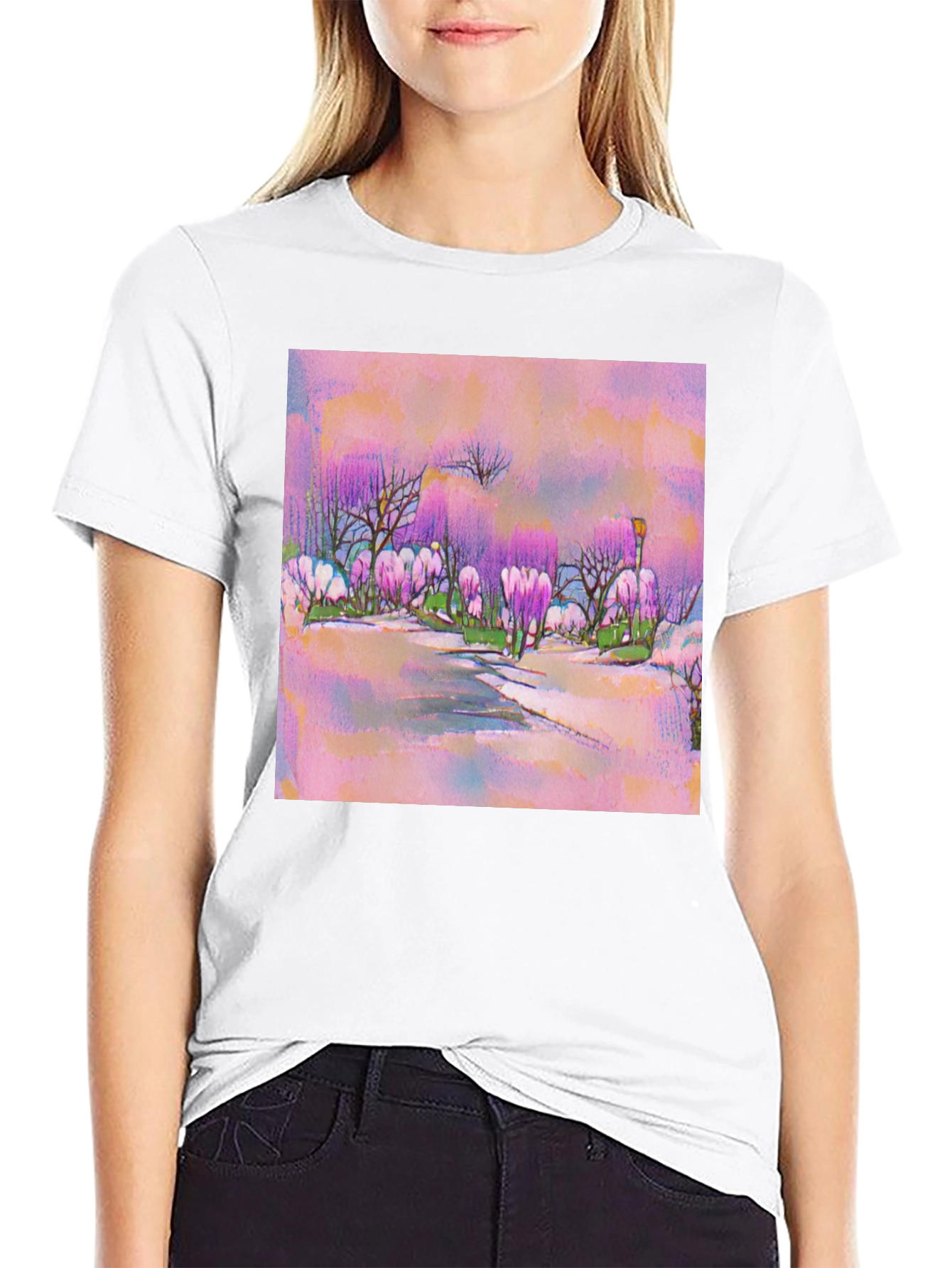 Pink Watercolor Landscape T-Shirt