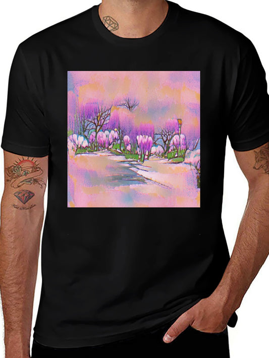 Pink Watercolor Landscape T-Shirt