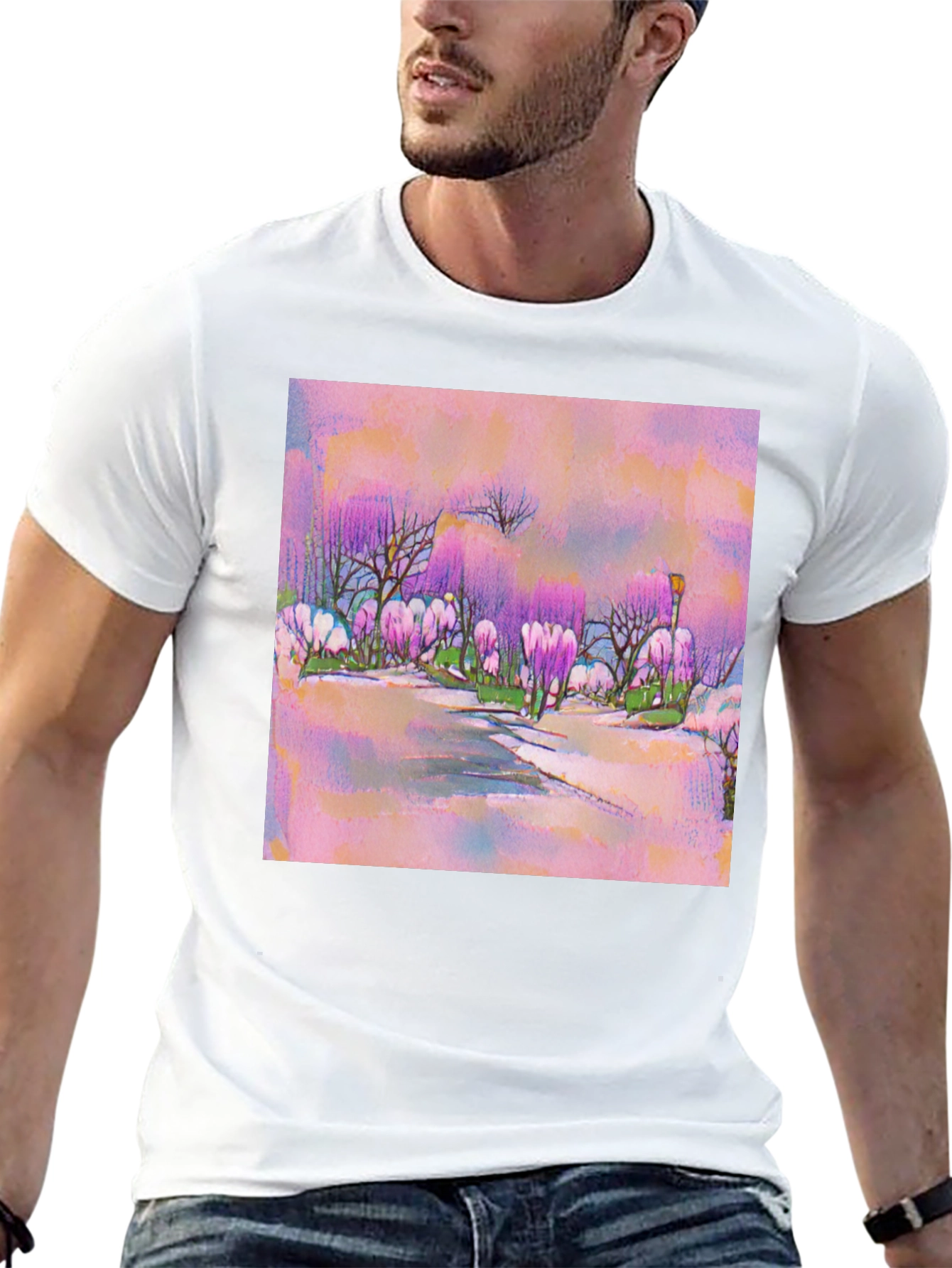 Pink Watercolor Landscape T-Shirt