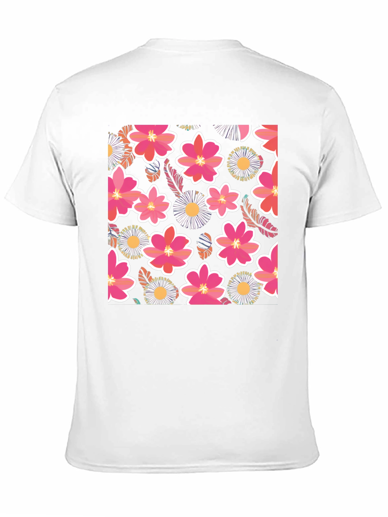 Floral Print Mens Black T-Shirt