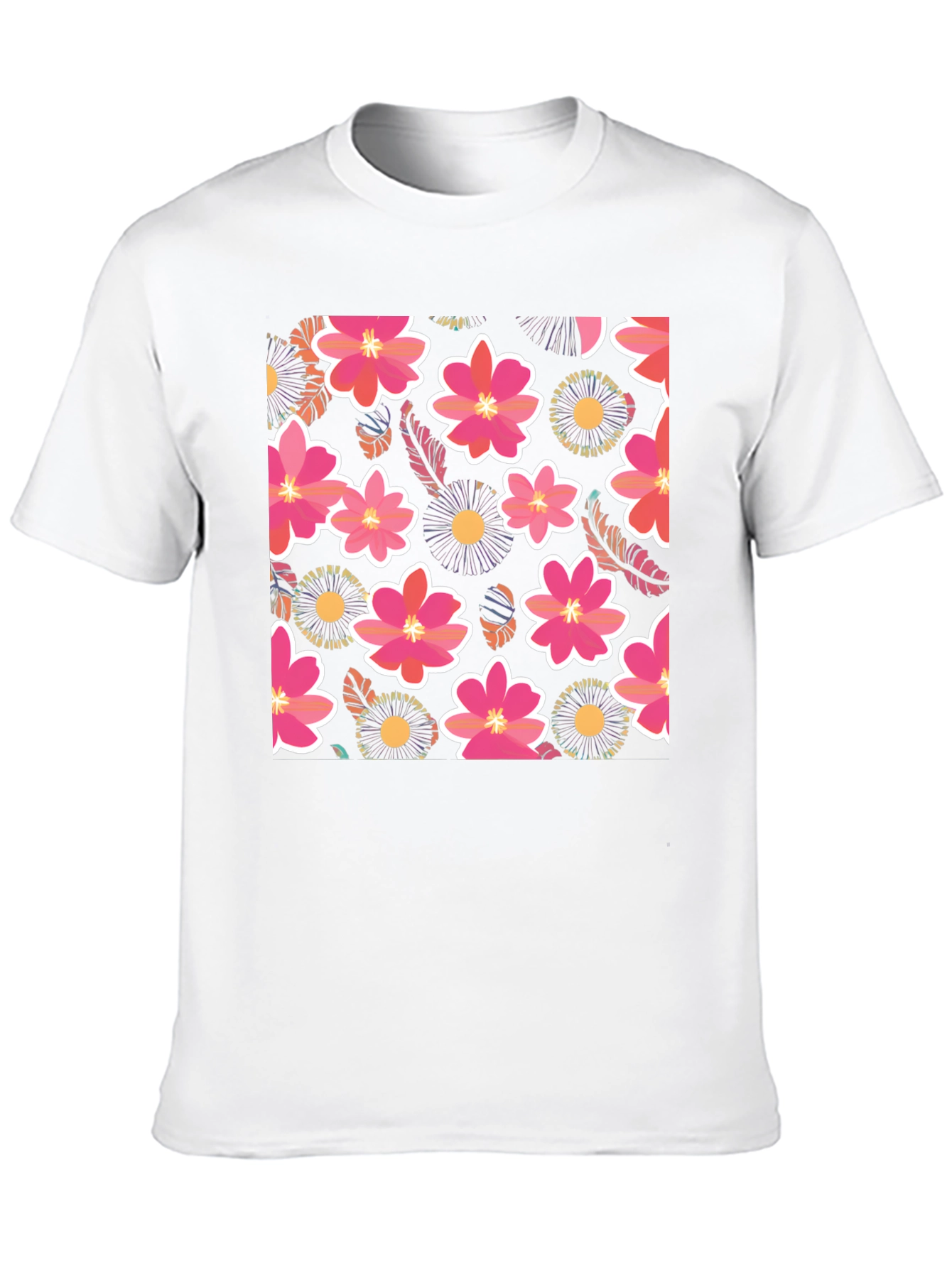 Floral Print Mens Black T-Shirt