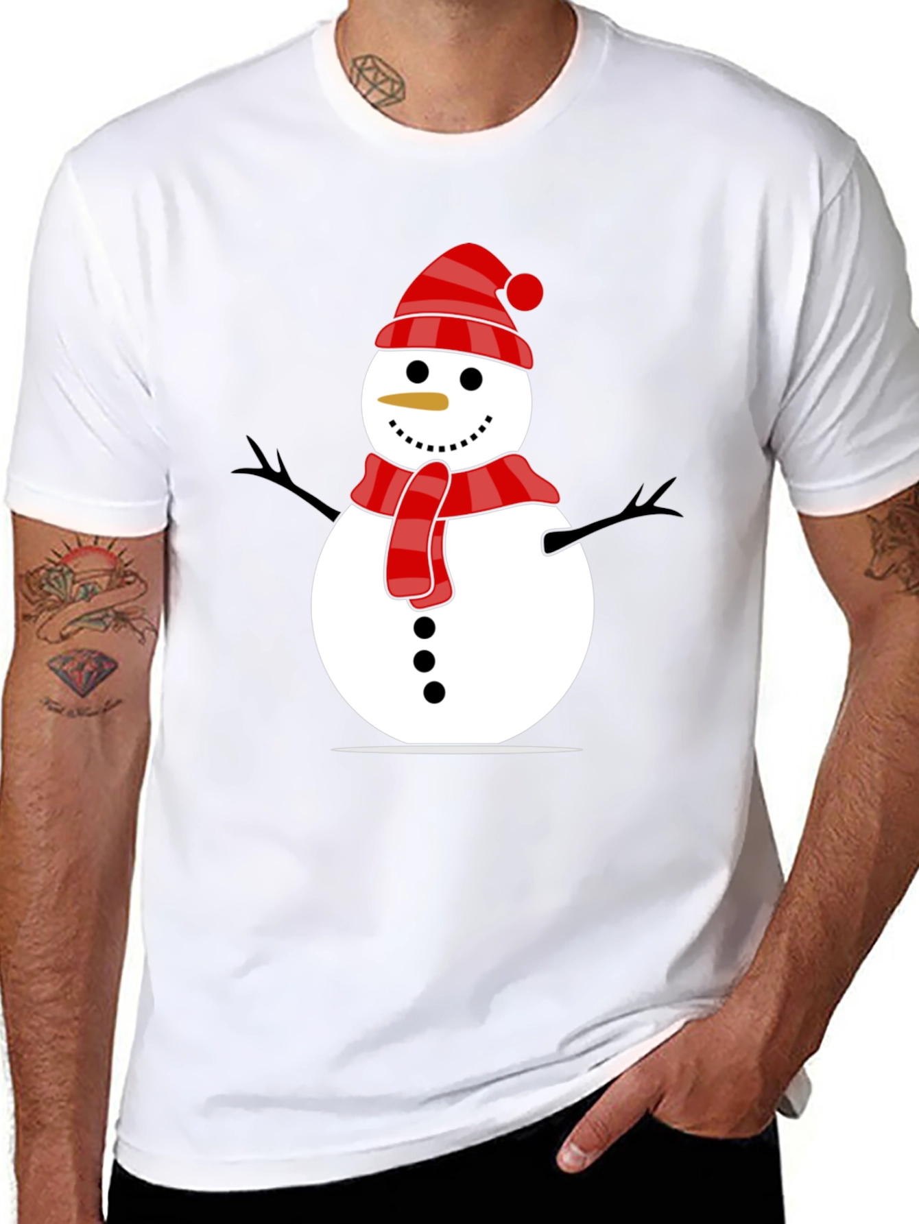 Festive Snowman Graphic Tee - Holiday Cheer