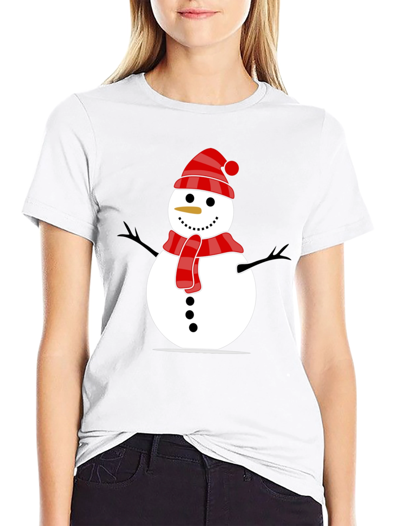 Festive Snowman Graphic Tee - Holiday Cheer