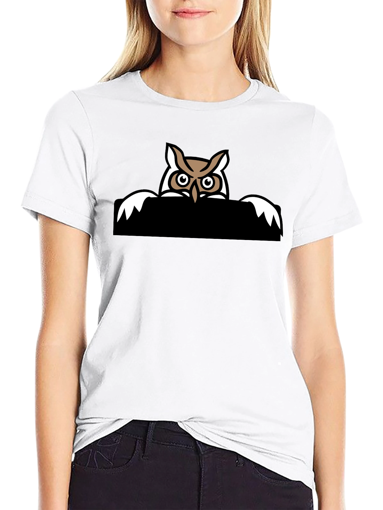 Cool Owl Graphic Tee - Black Cotton T-Shirt