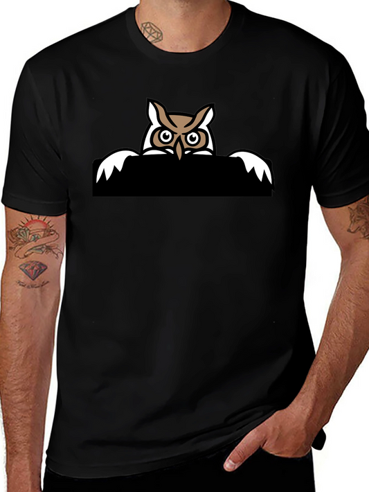 Cool Owl Graphic Tee - Black Cotton T-Shirt