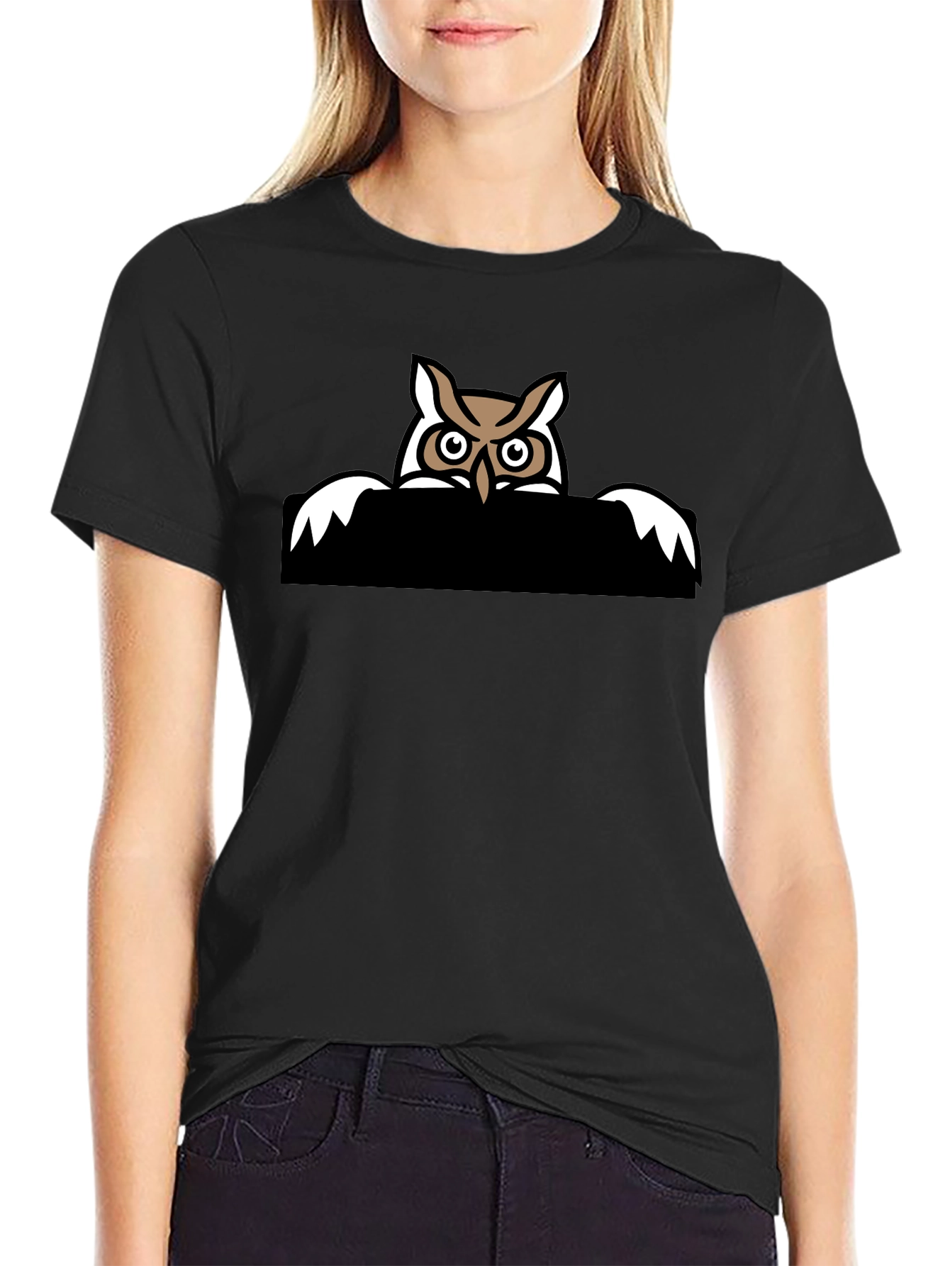 Cool Owl Graphic Tee - Black Cotton T-Shirt