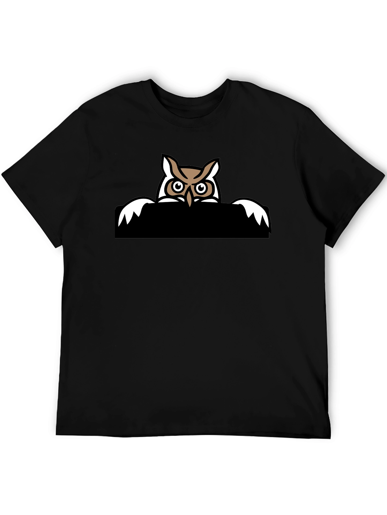 Cool Owl Graphic Tee - Black Cotton T-Shirt