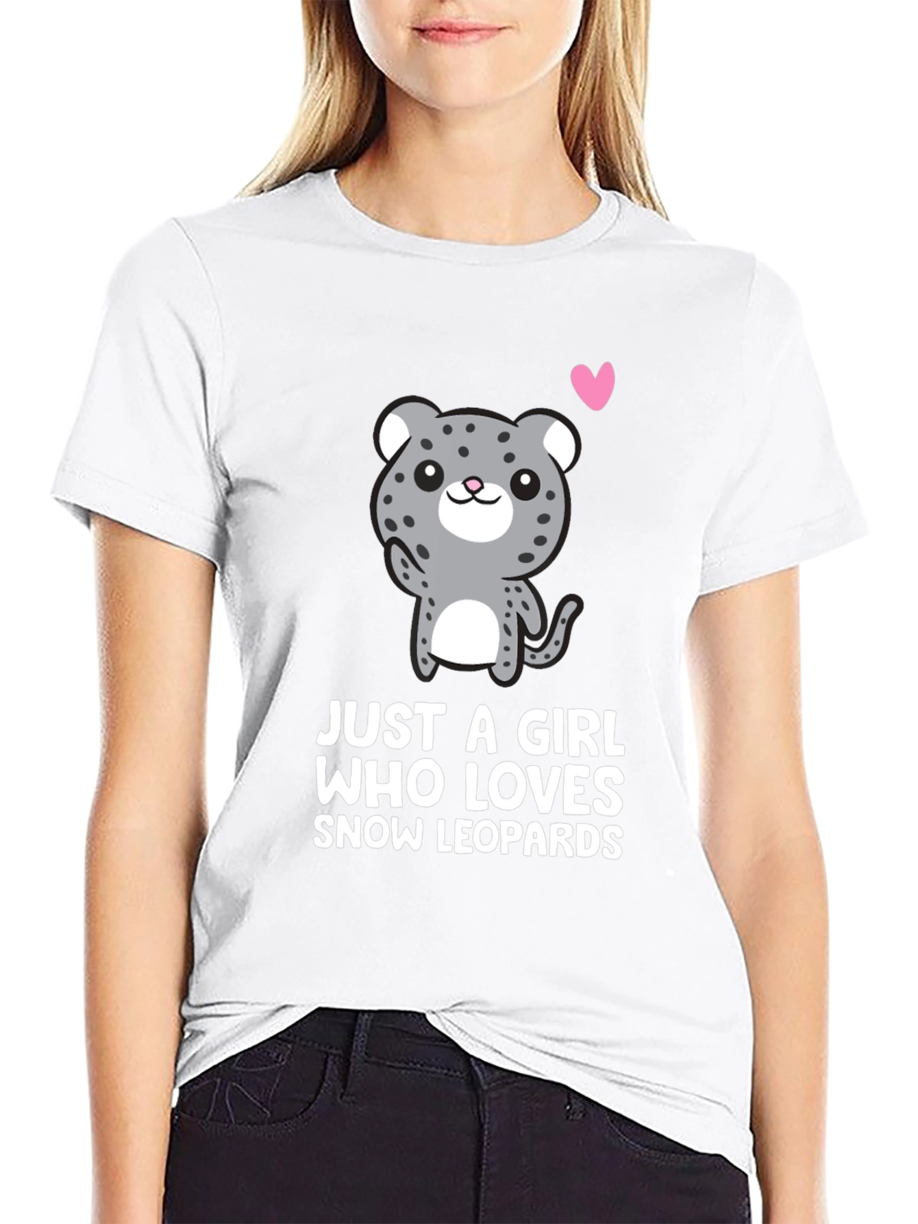 Snow Leopard Lover T-Shirt - Cute Cartoon Design