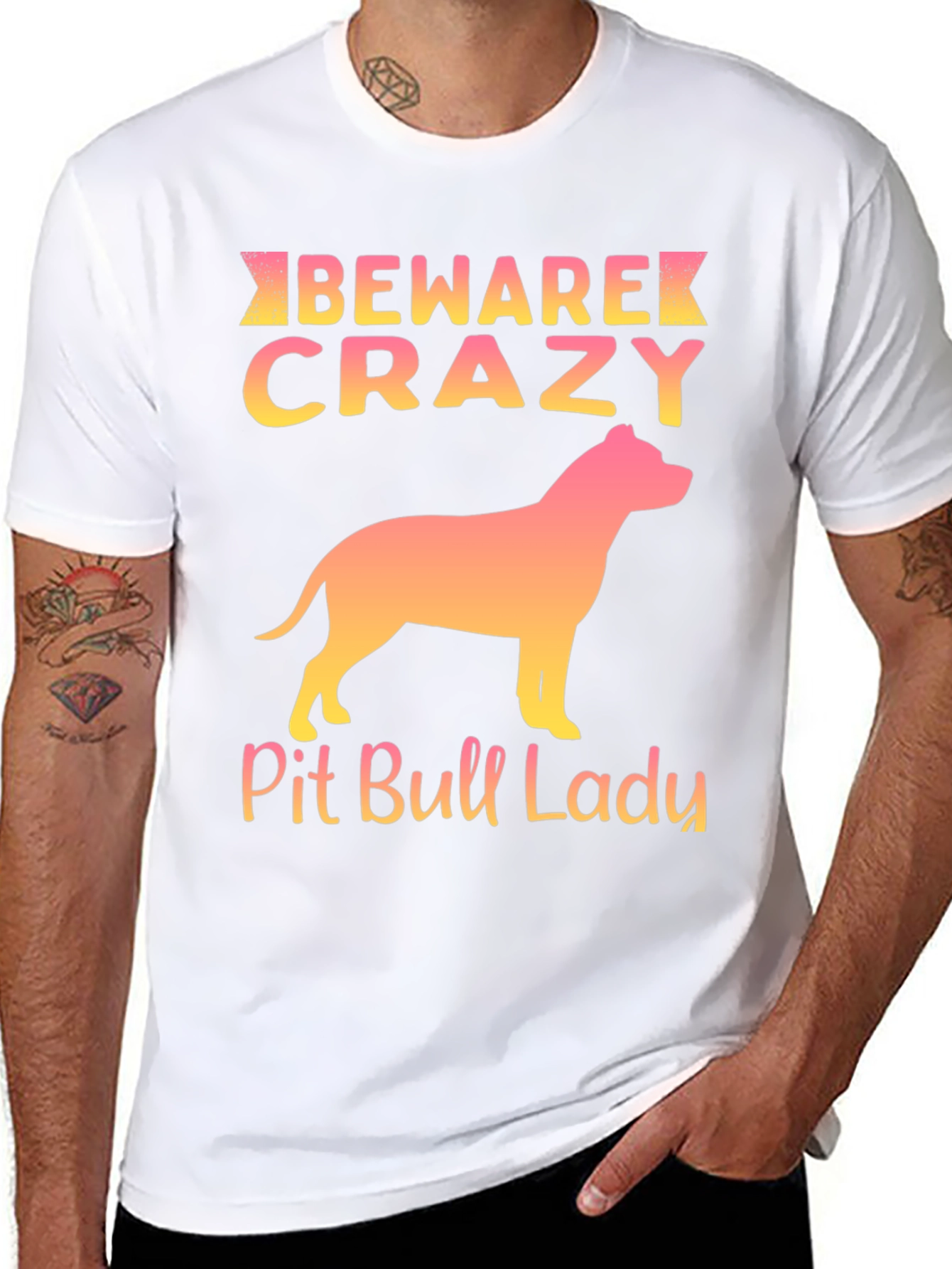 Beware Crazy Pit Bull Lady Graphic Tee