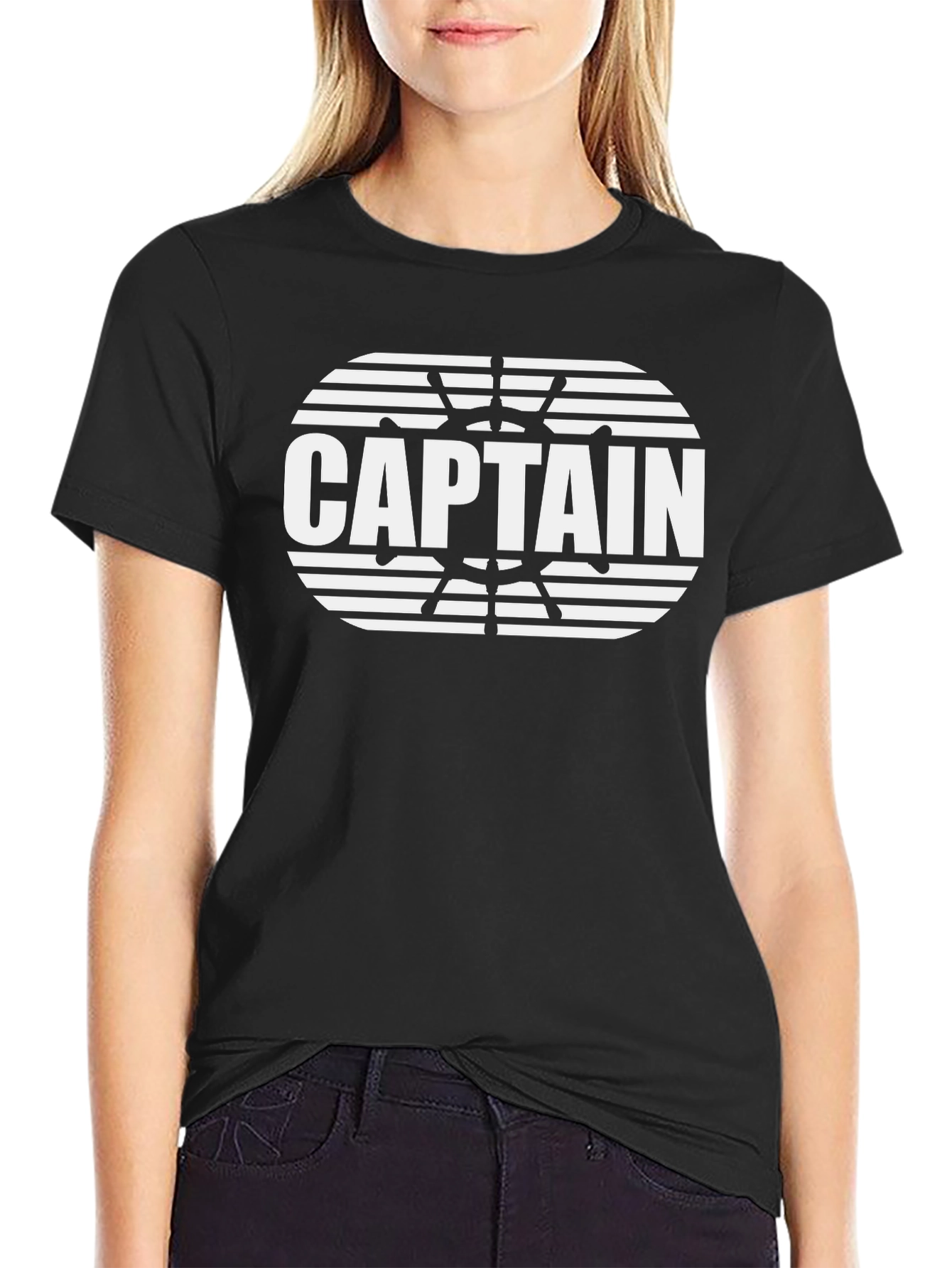 Captain Graphic Print Black T-Shirt