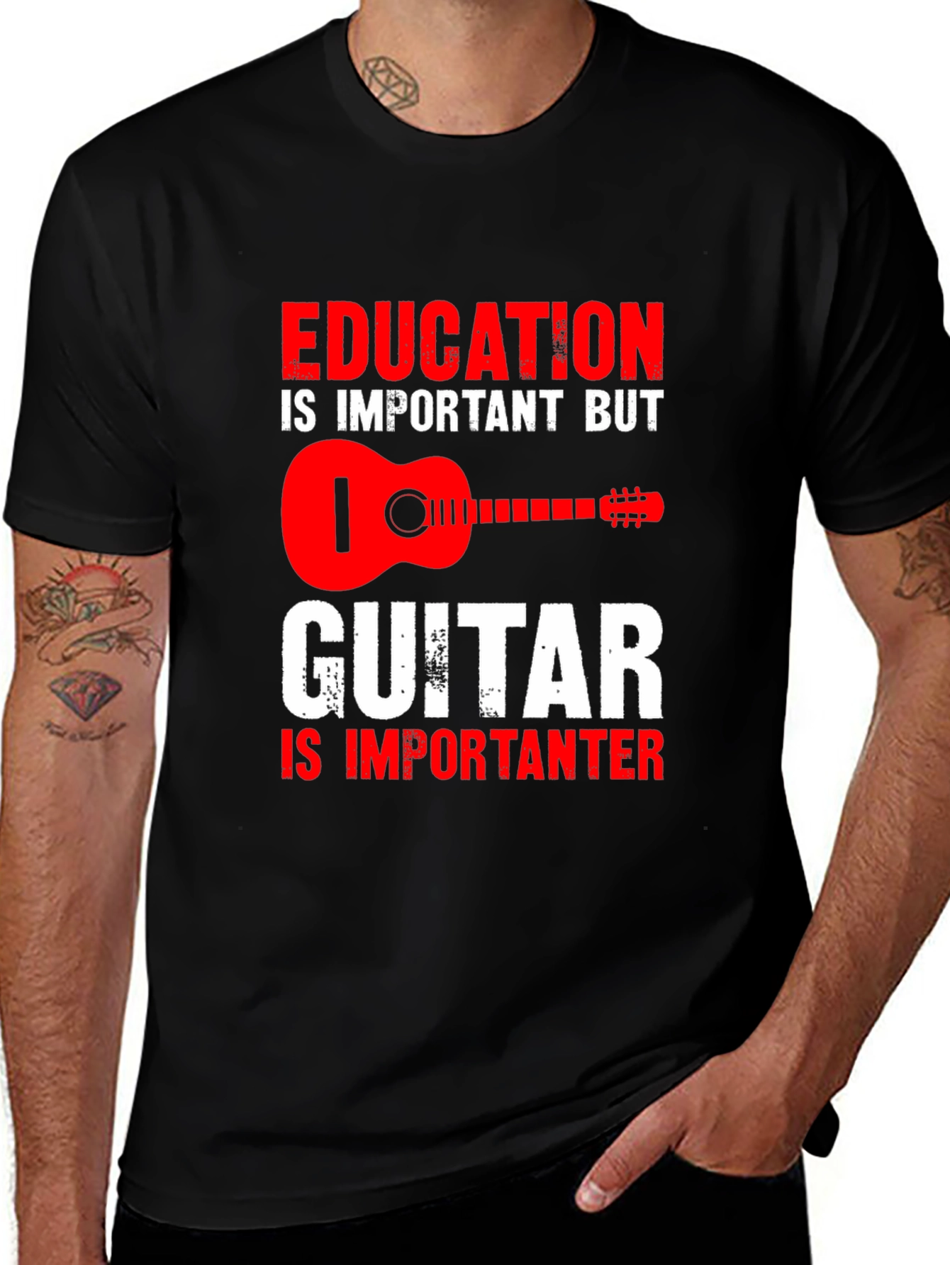 Education vs Guitar T-Shirt