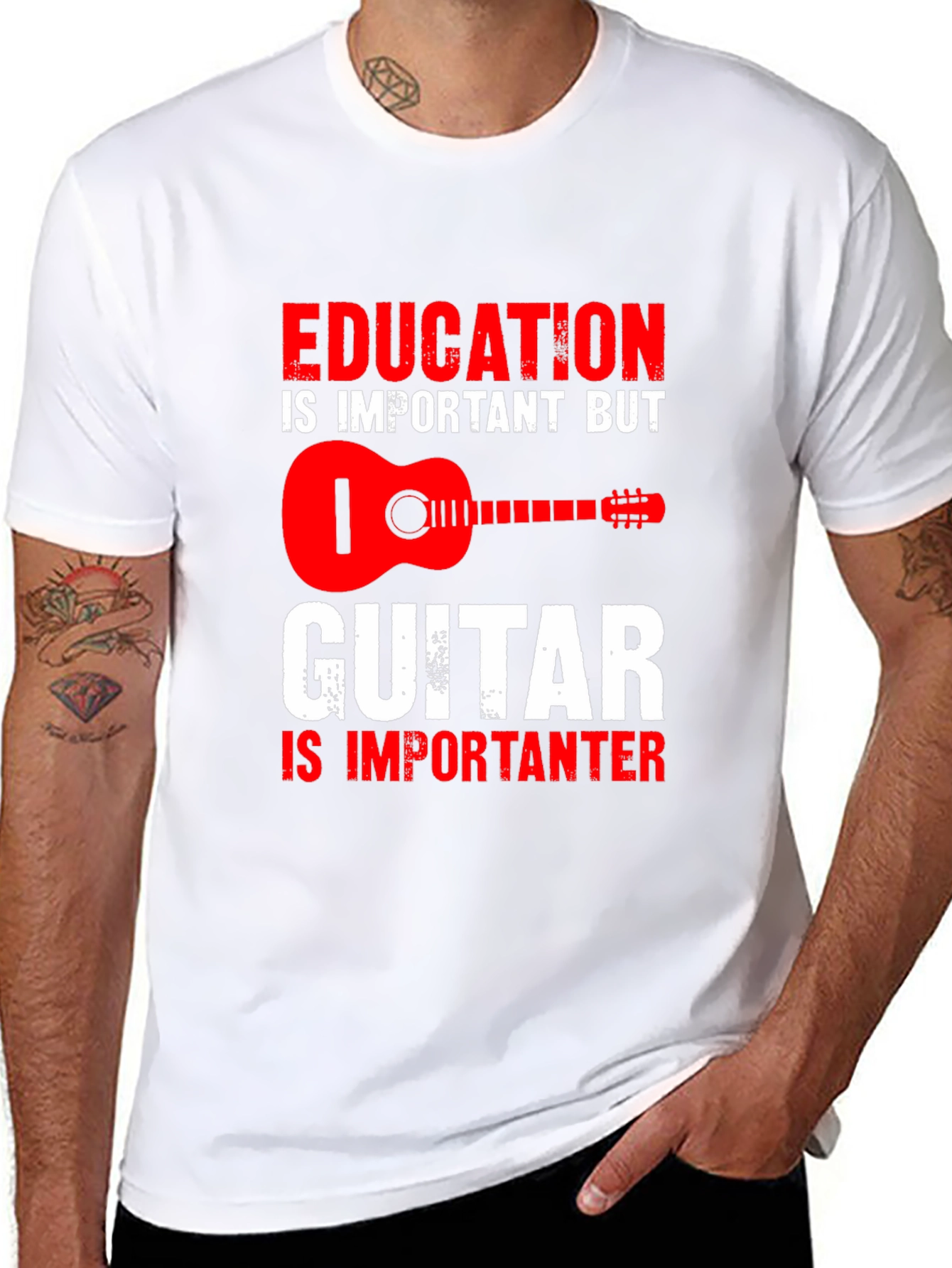 Education vs Guitar T-Shirt