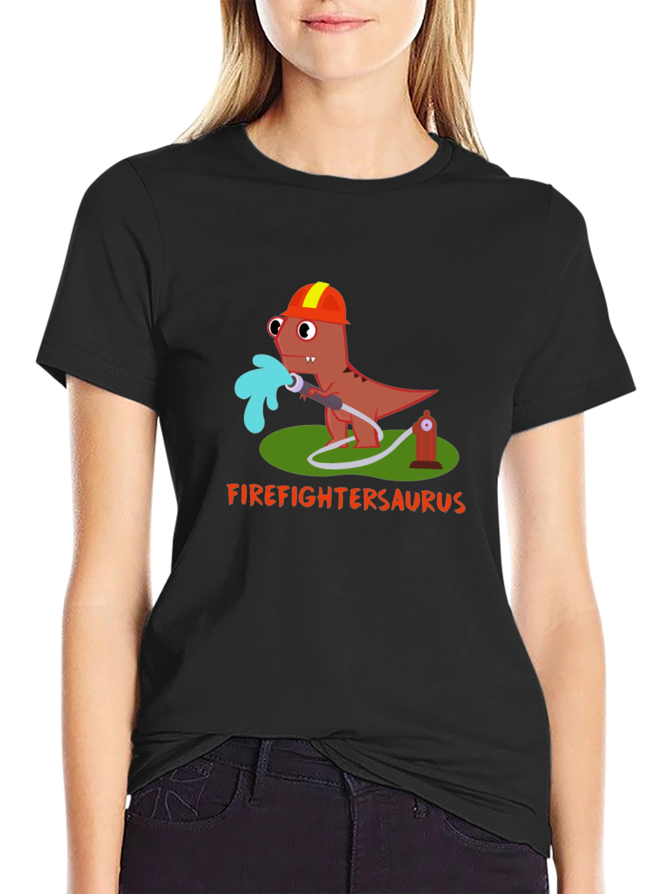 Firefighter Saurus T-Shirt - Dinosaur Lover Tee