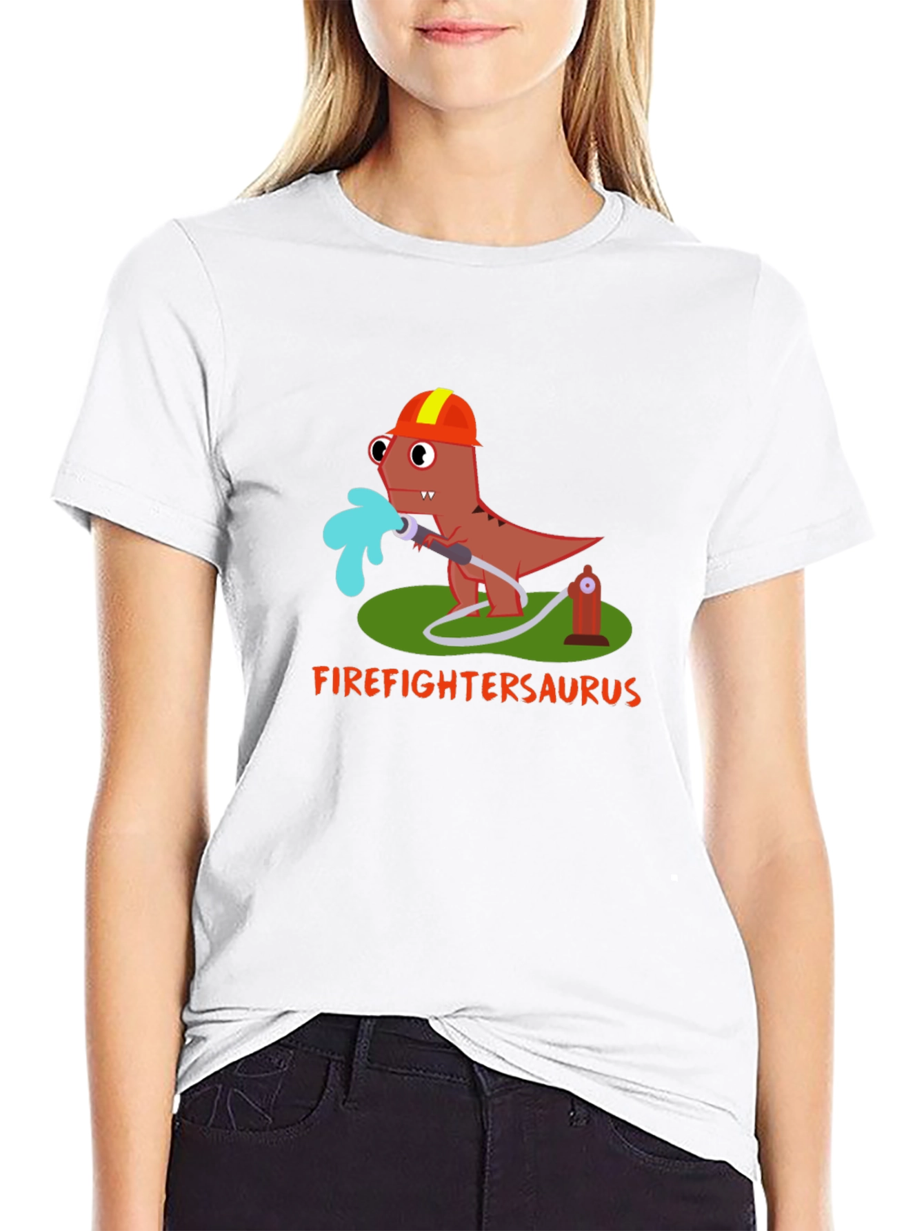 Firefighter Saurus T-Shirt - Dinosaur Lover Tee