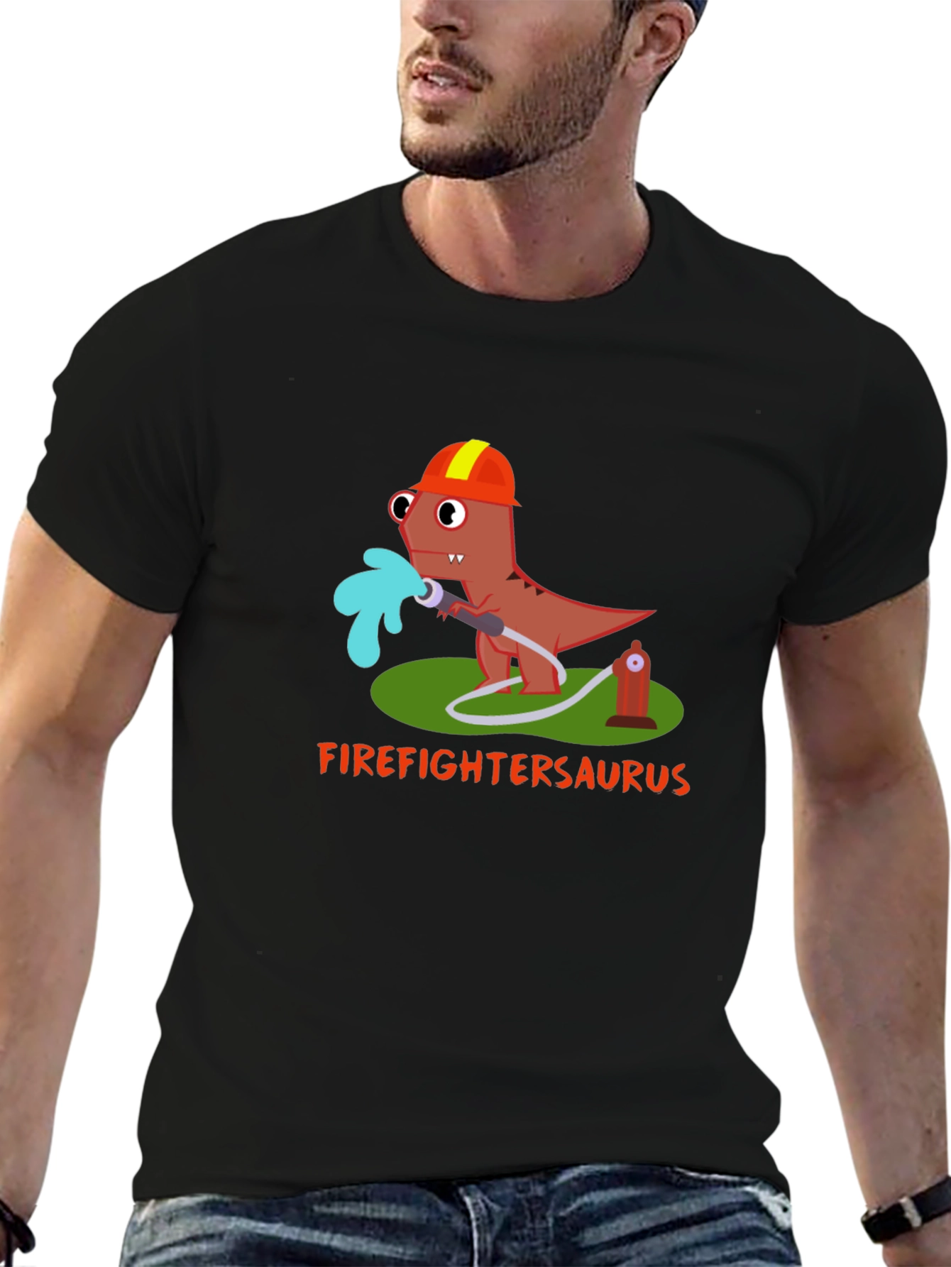 Firefighter Saurus T-Shirt - Dinosaur Lover Tee