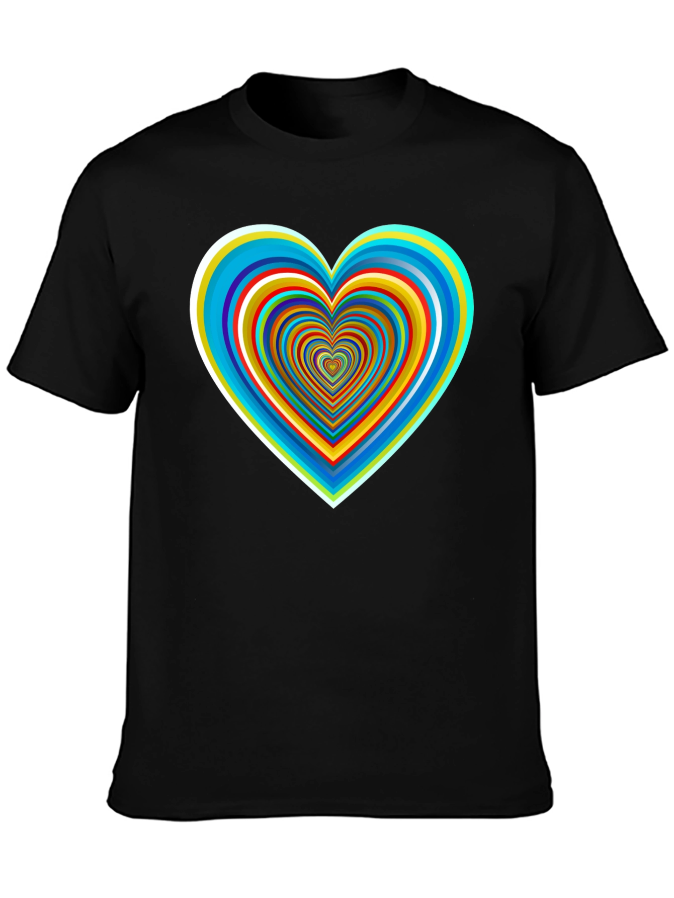 Retro Heart Graphic Tee - Black Cotton Blend Shirt