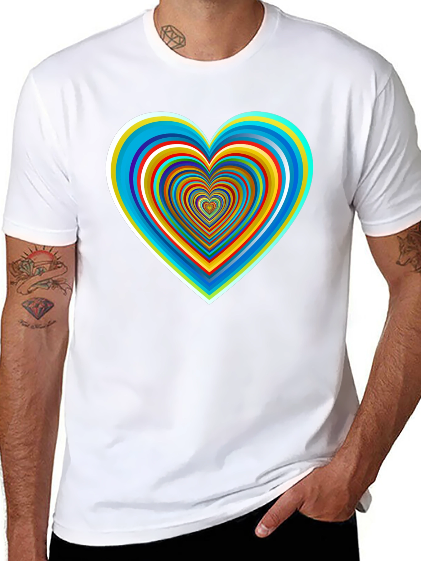 Retro Heart Graphic Tee - Black Cotton Blend Shirt