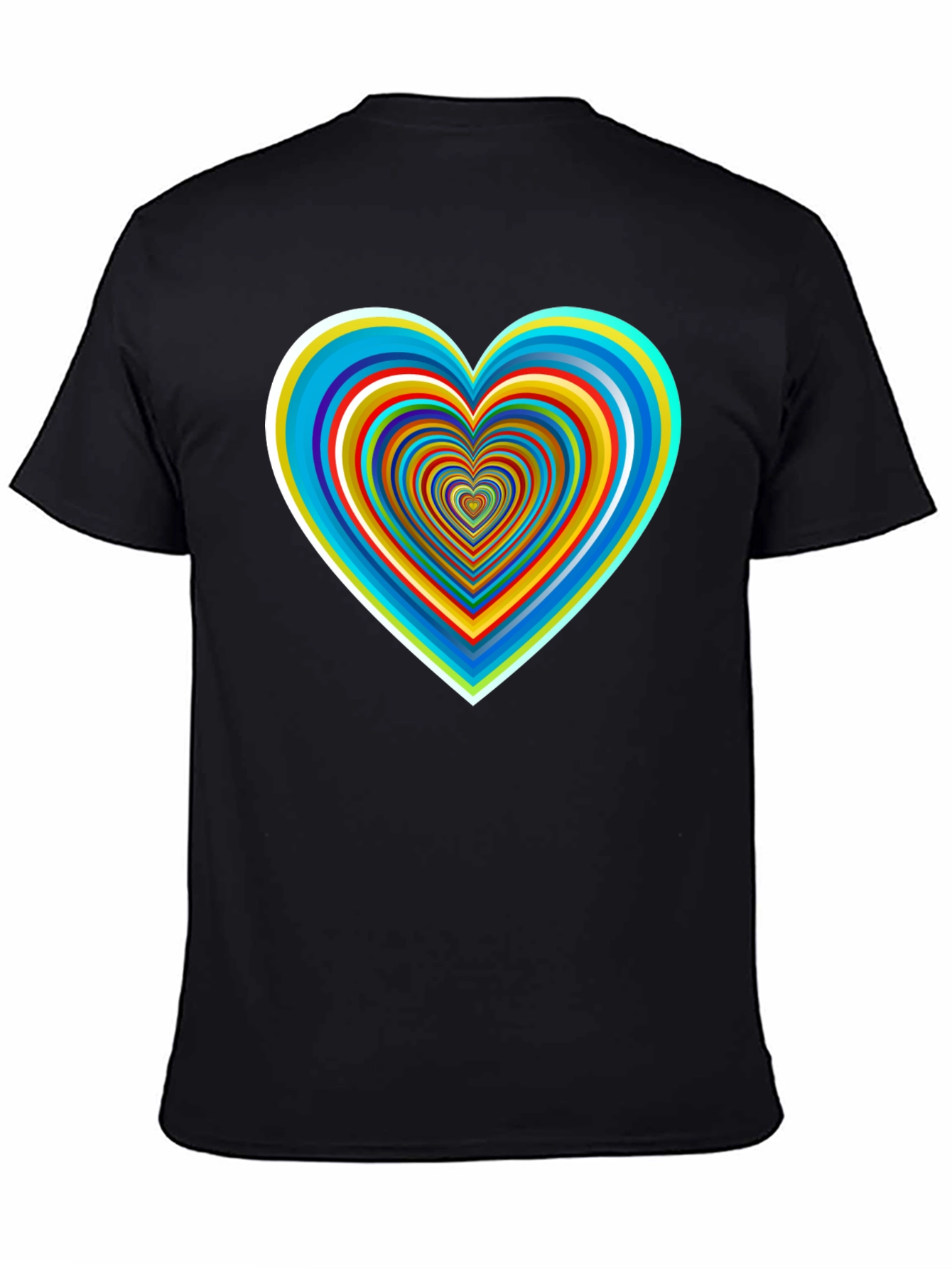 Retro Heart Graphic Tee - Black Cotton Blend Shirt